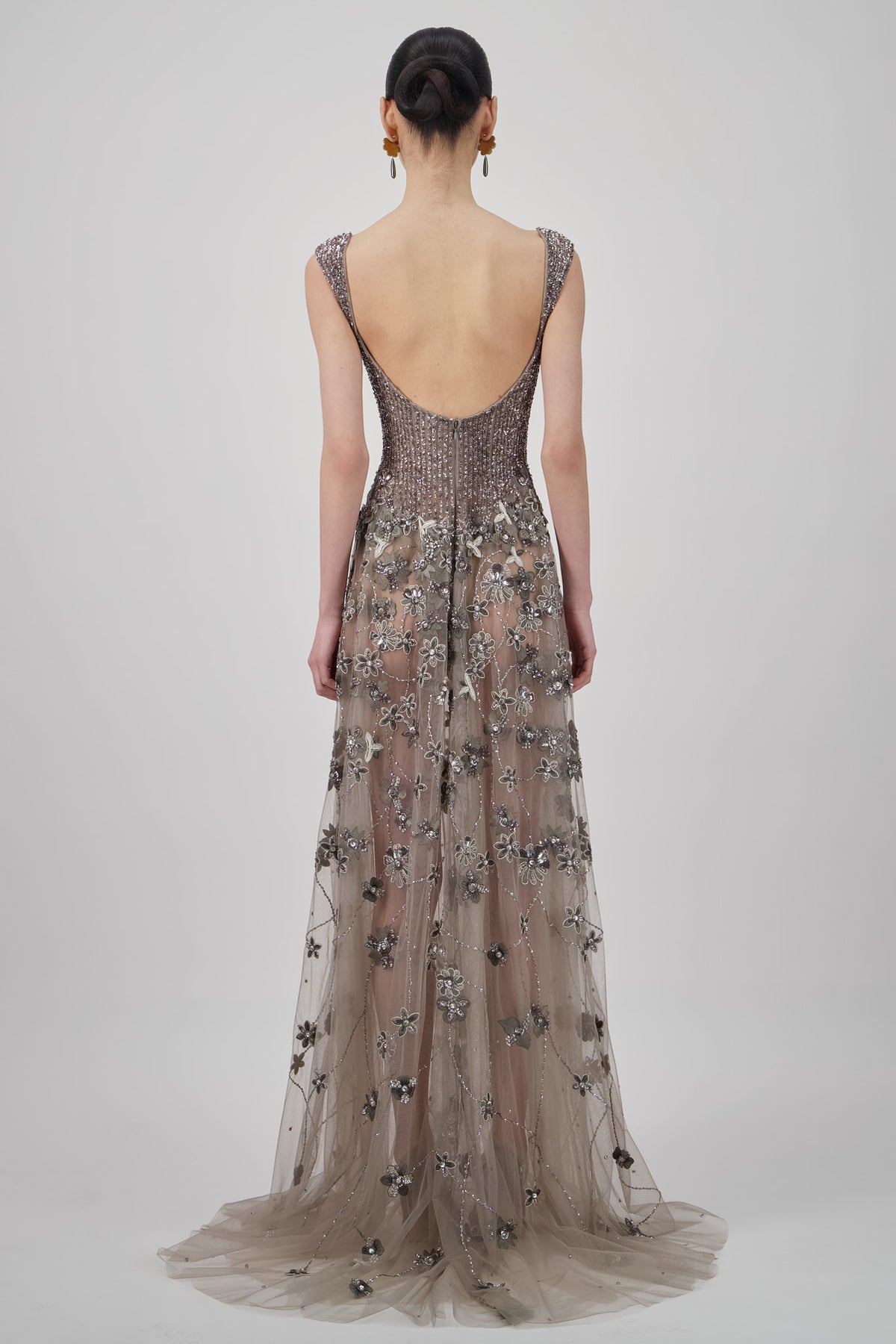 Crystal Floral Embroidered Midi Dress