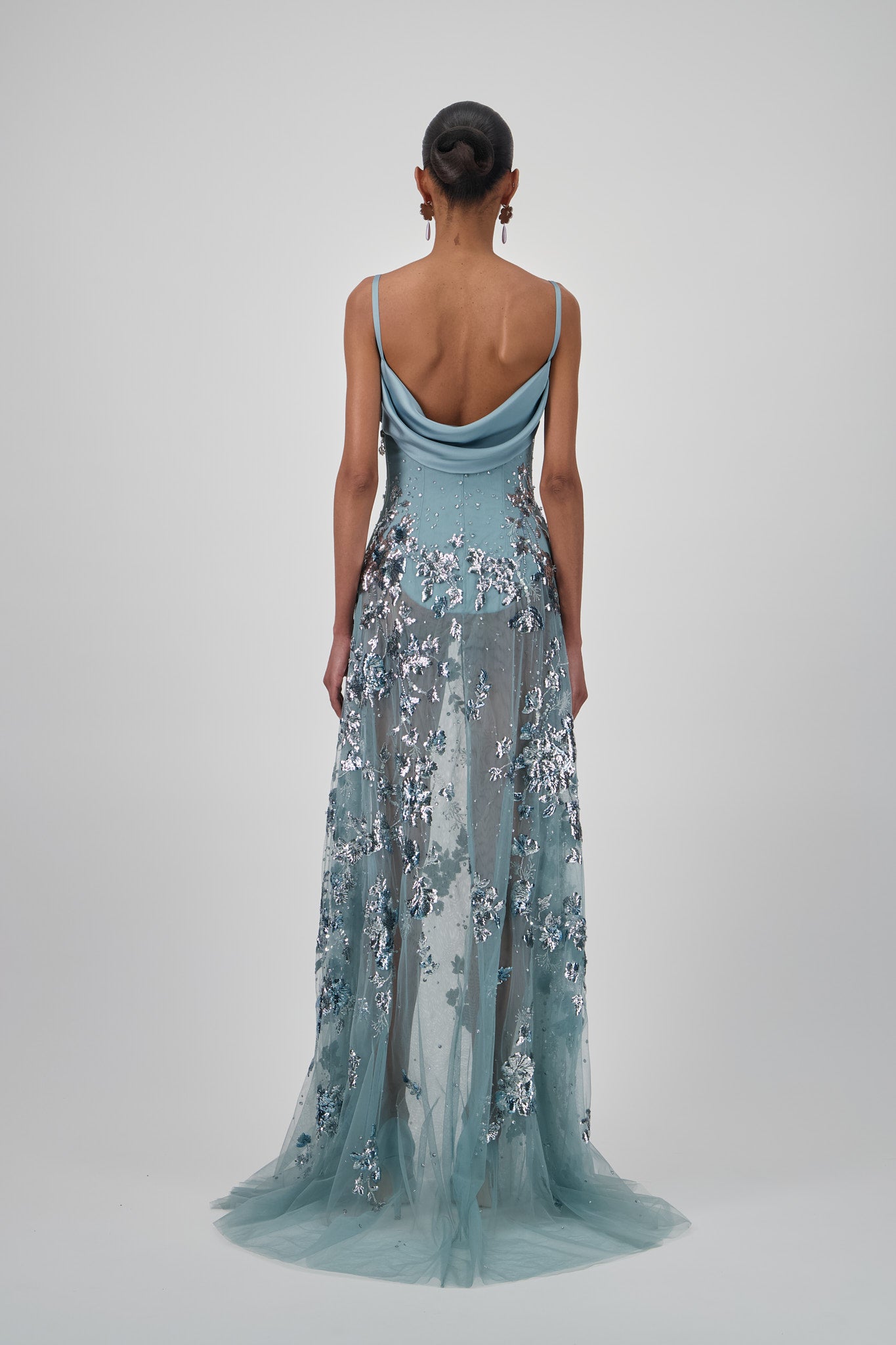 Satin Draped Long Dress