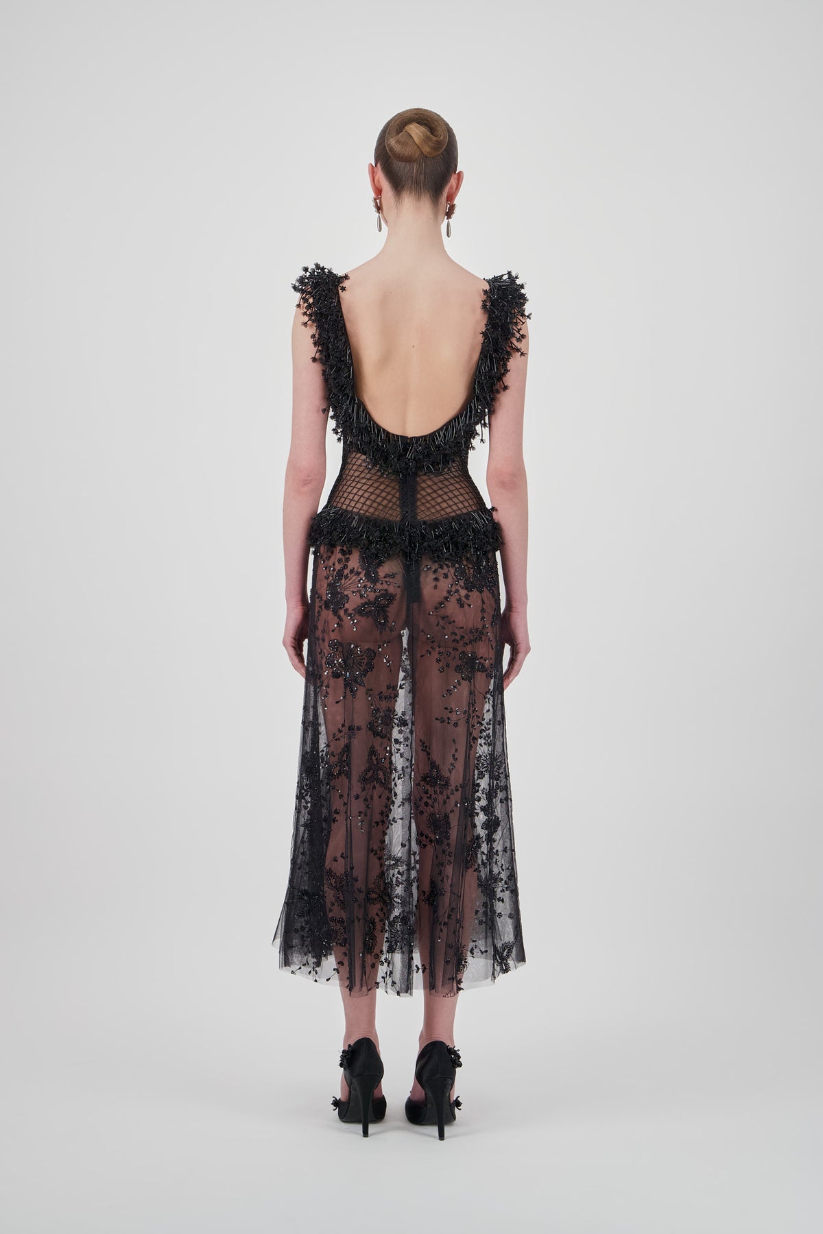 Embroidered Botanical Midi Dress
