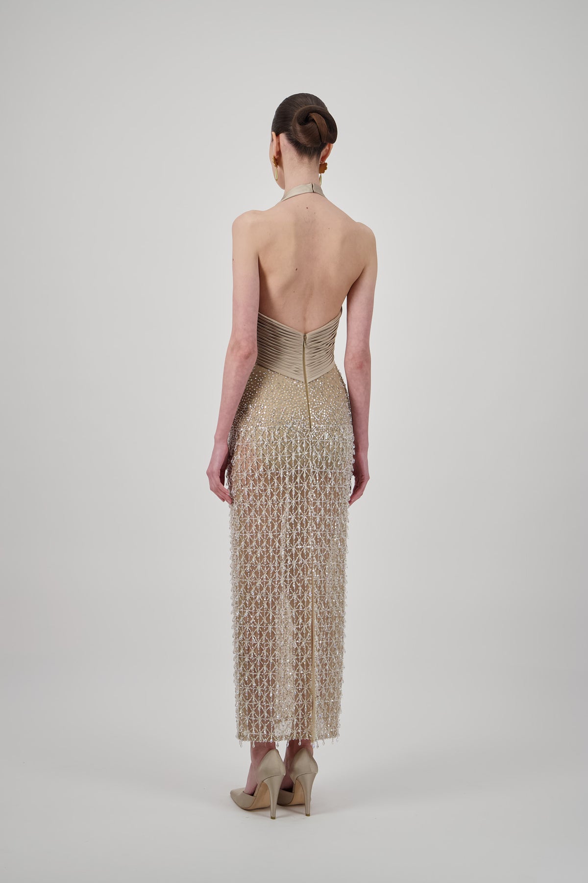 Halter Draped Midi Dress
