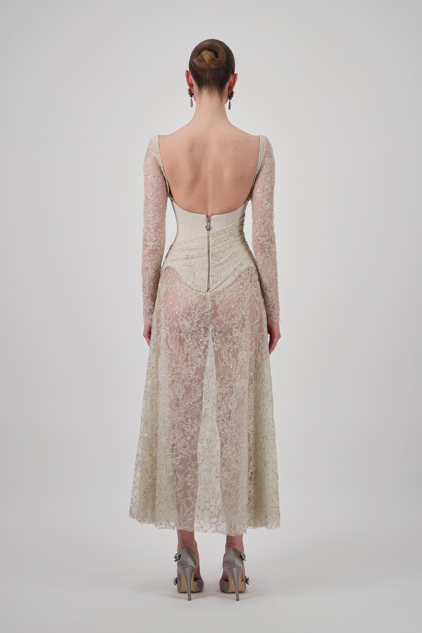 Lace Draped Midi Dress