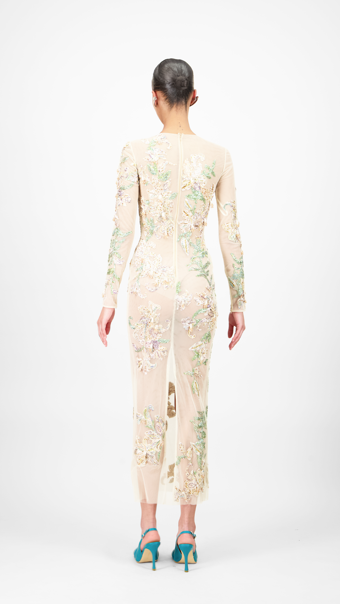 Floral Beaded Midi Dress