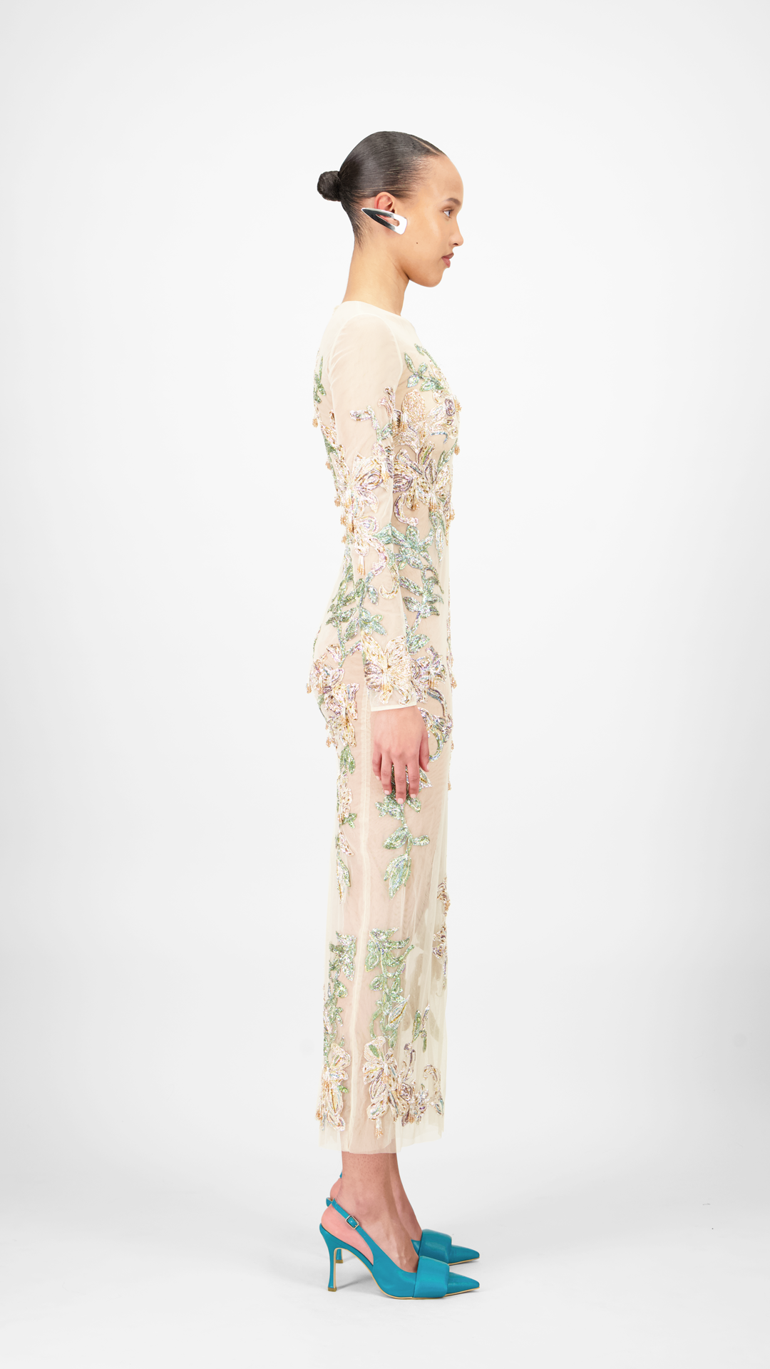 Floral Beaded Midi Dress