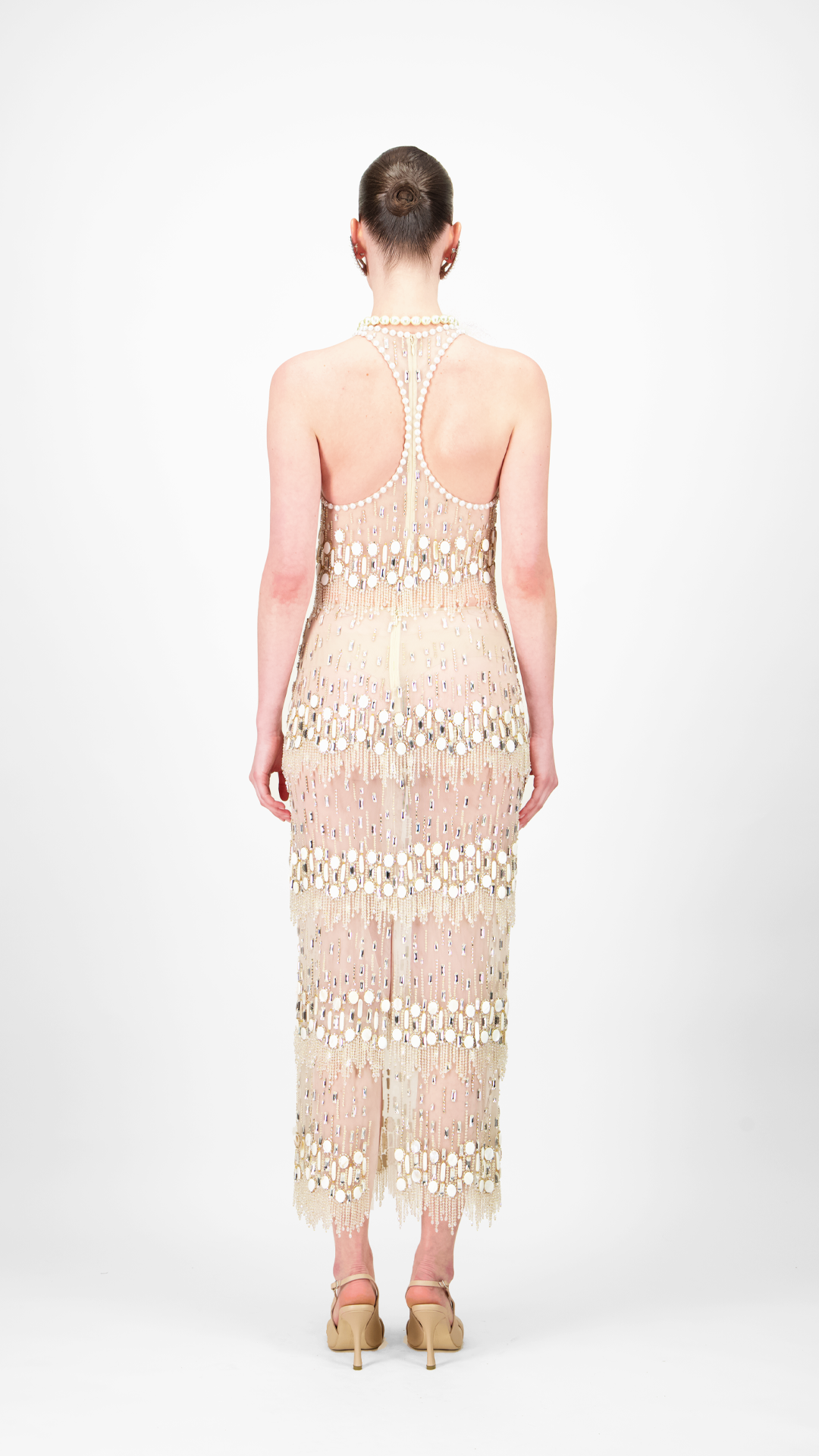Beaded Tulle Midi Skirt