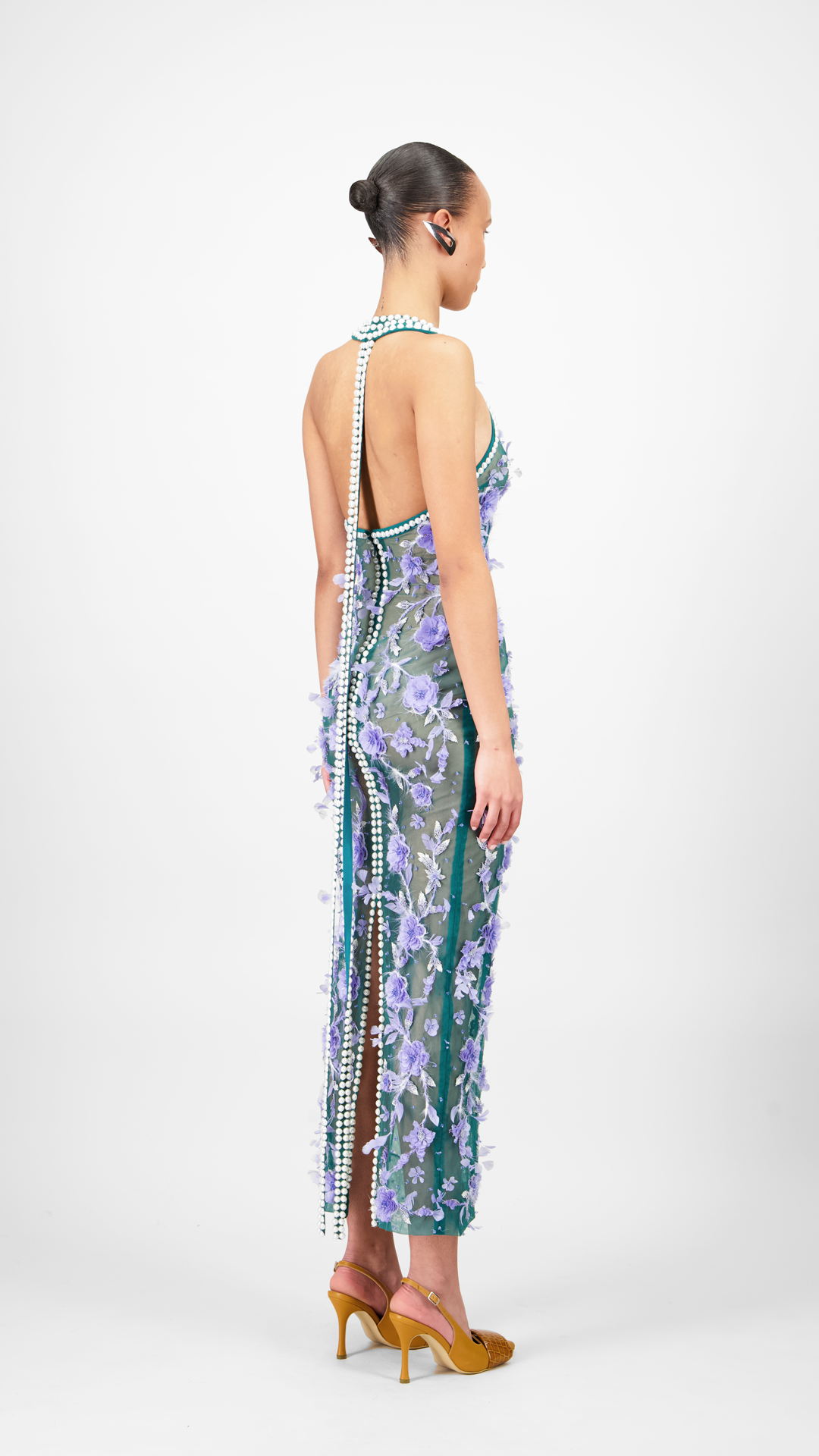 Floral Beaded Midi Dress