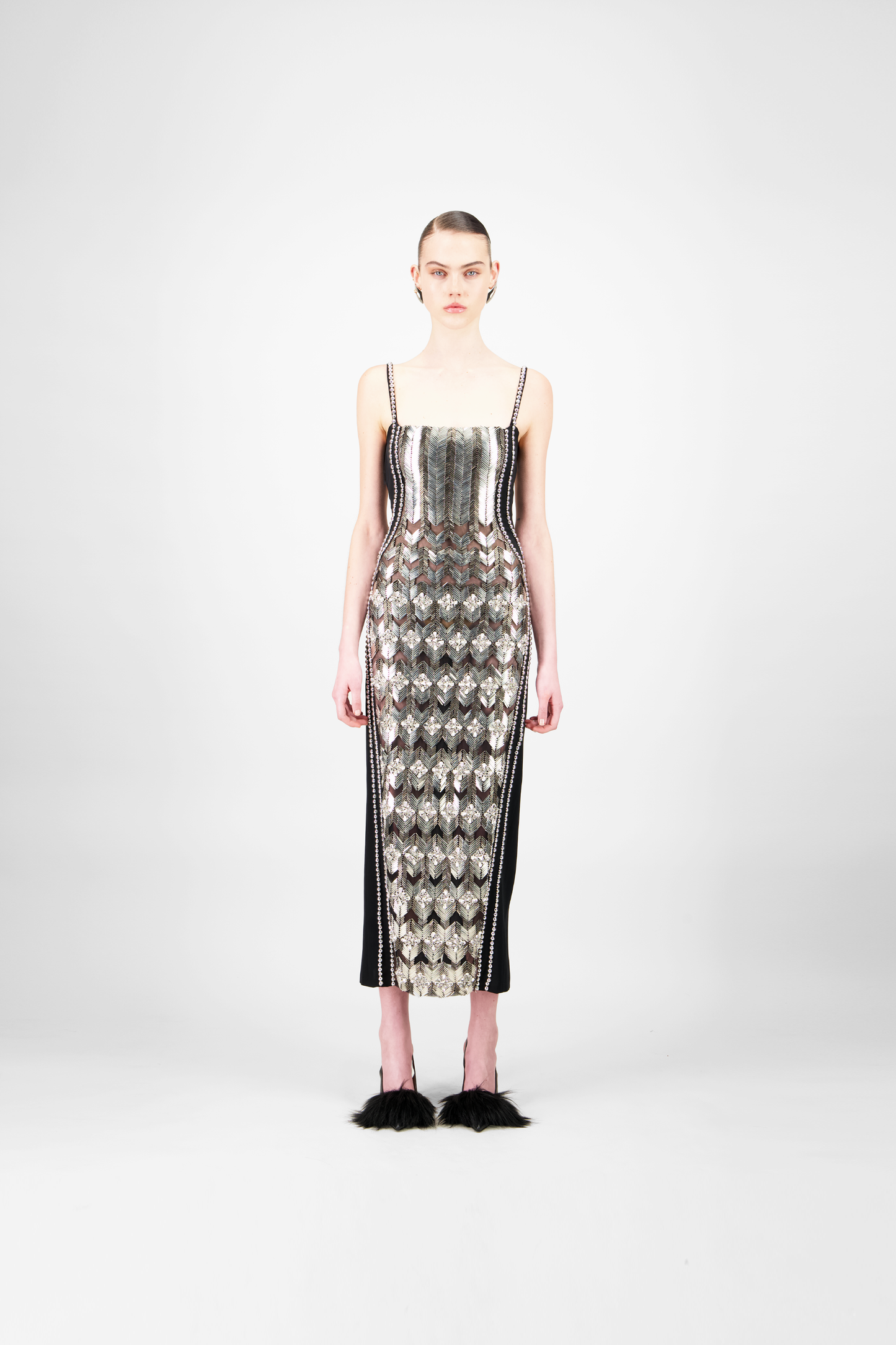 Metallic Midi Dress