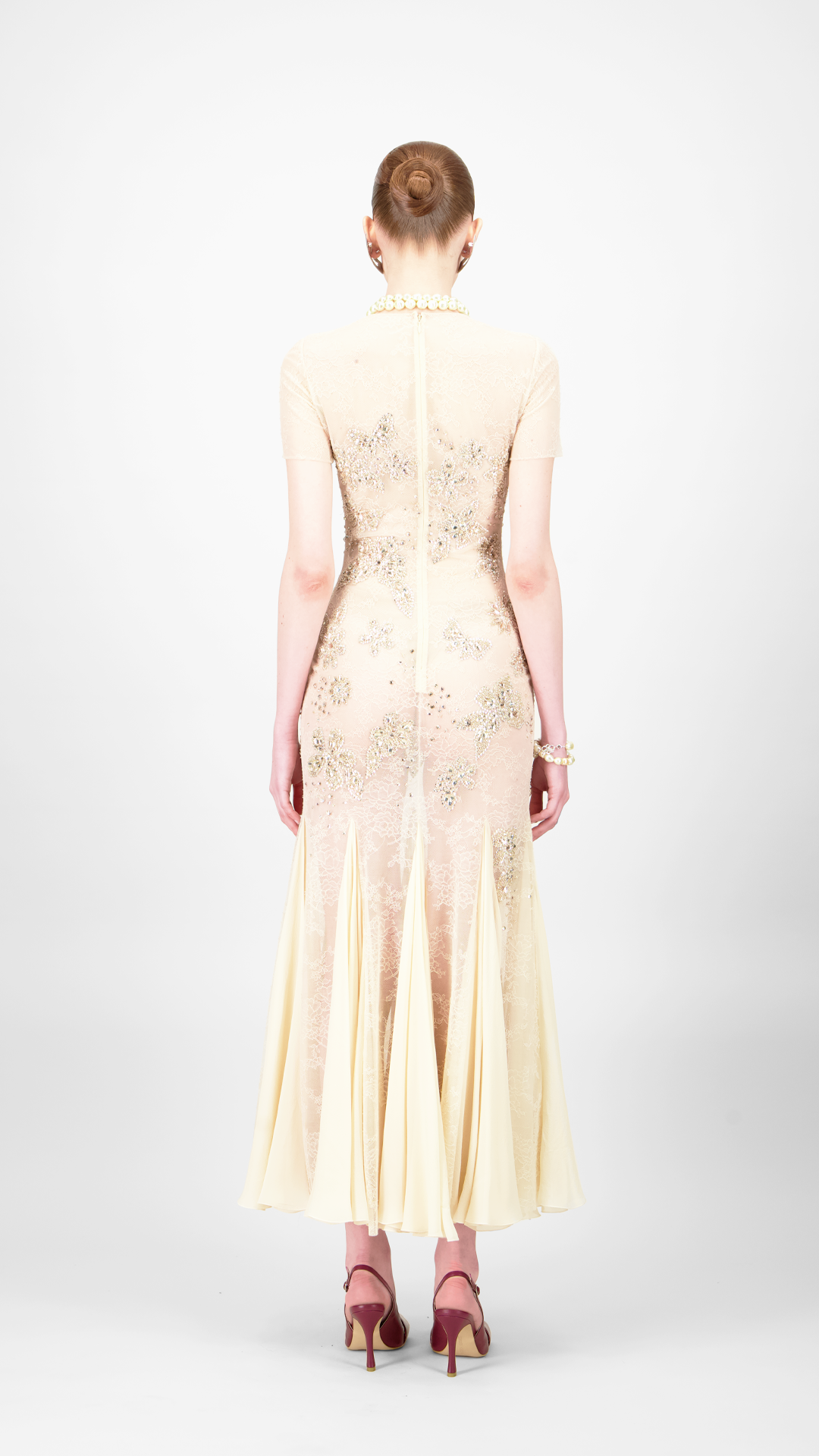 Crystallized Lace Midi Dress