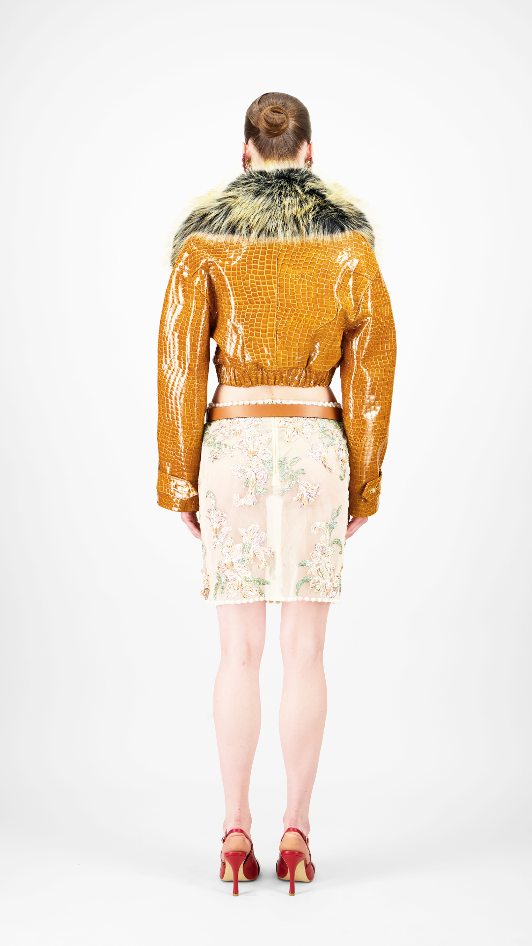 Beaded Tulle Short Skirt