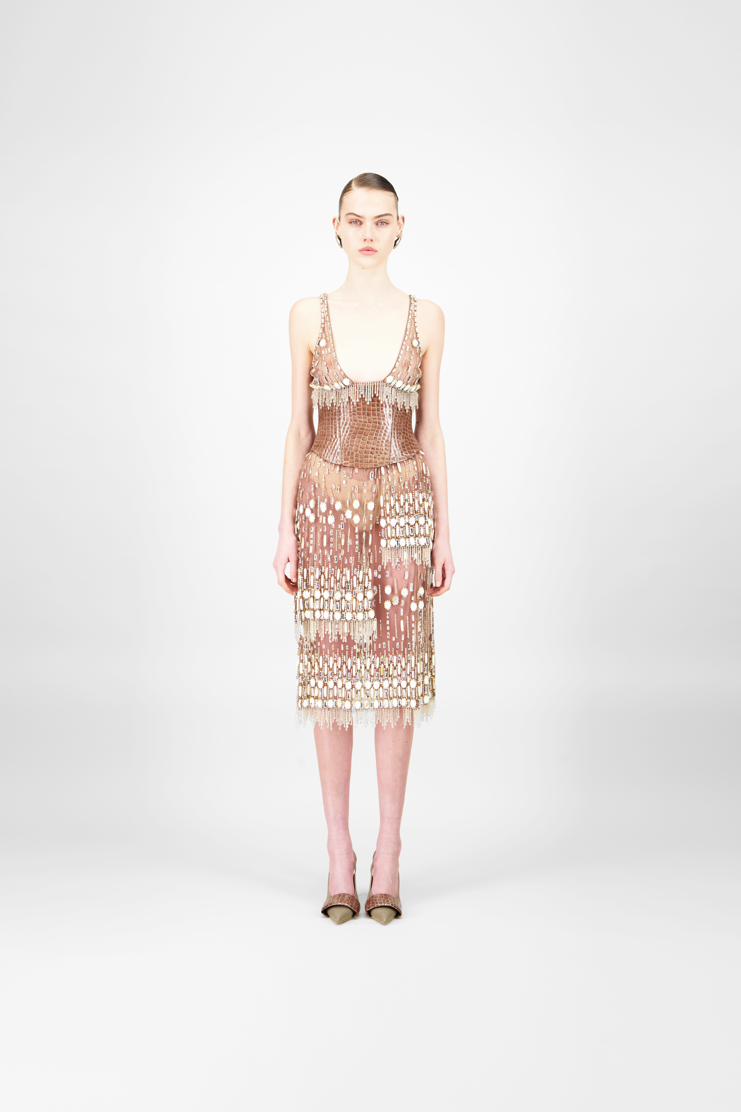 Layered Beaded Short Dress