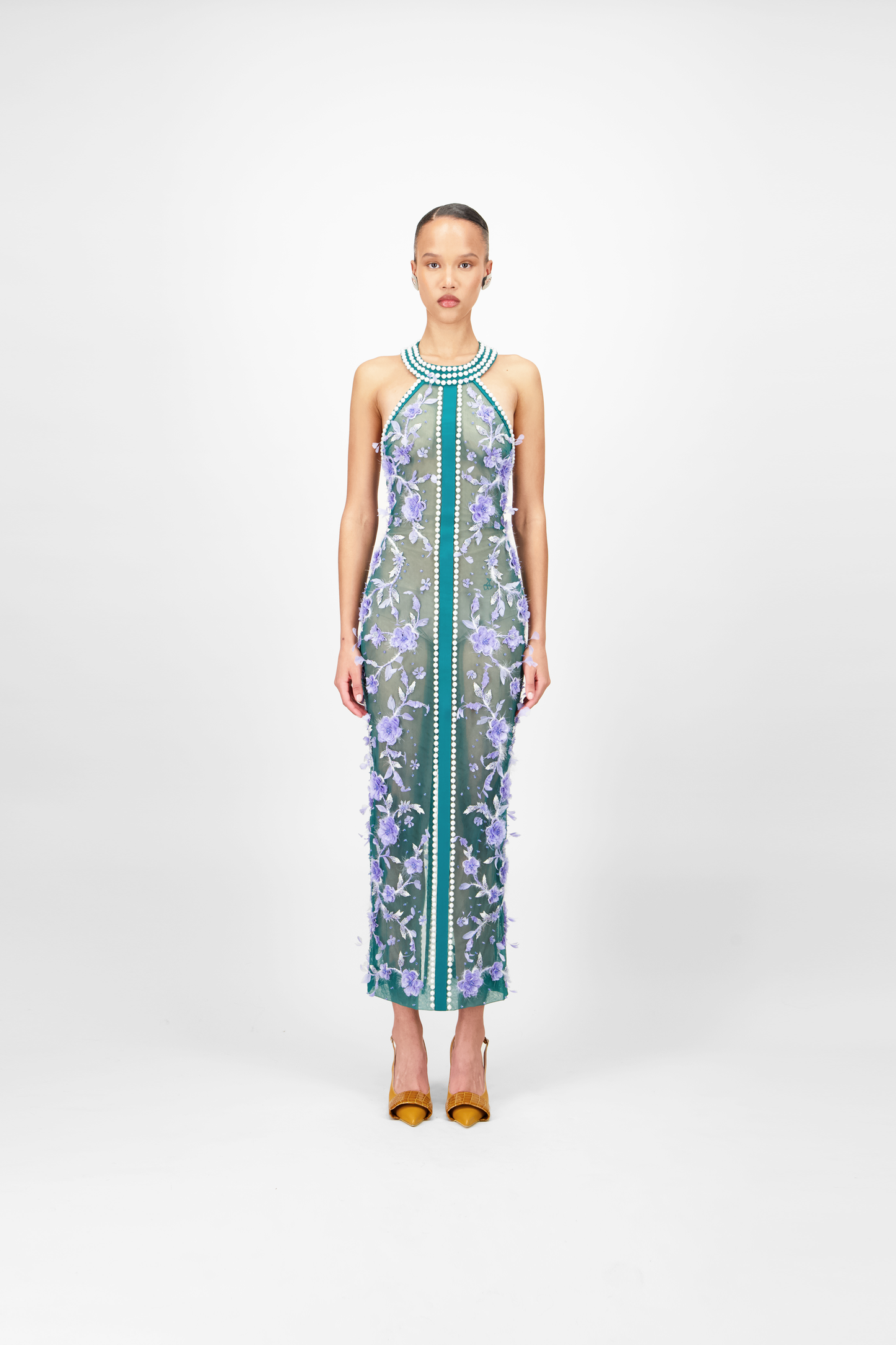 Floral Beaded Midi Dress