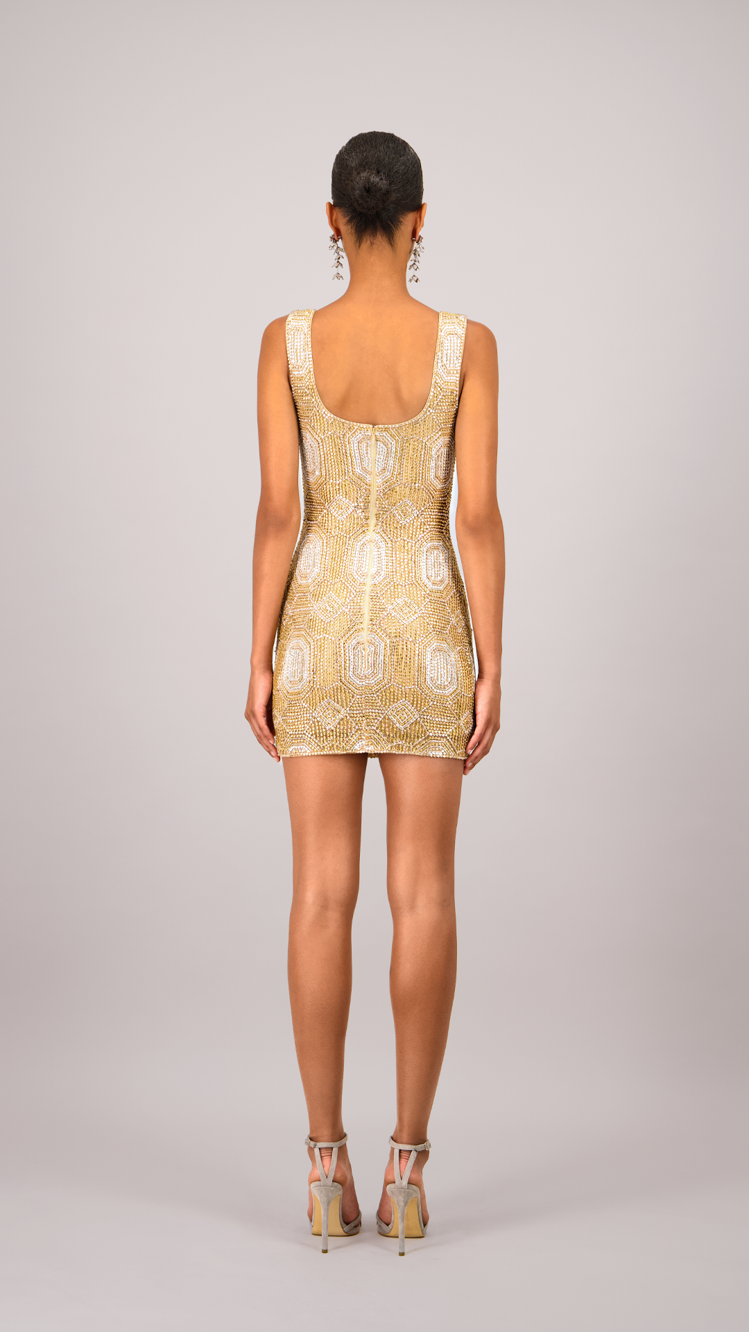 Beaded Gold Mini Dress