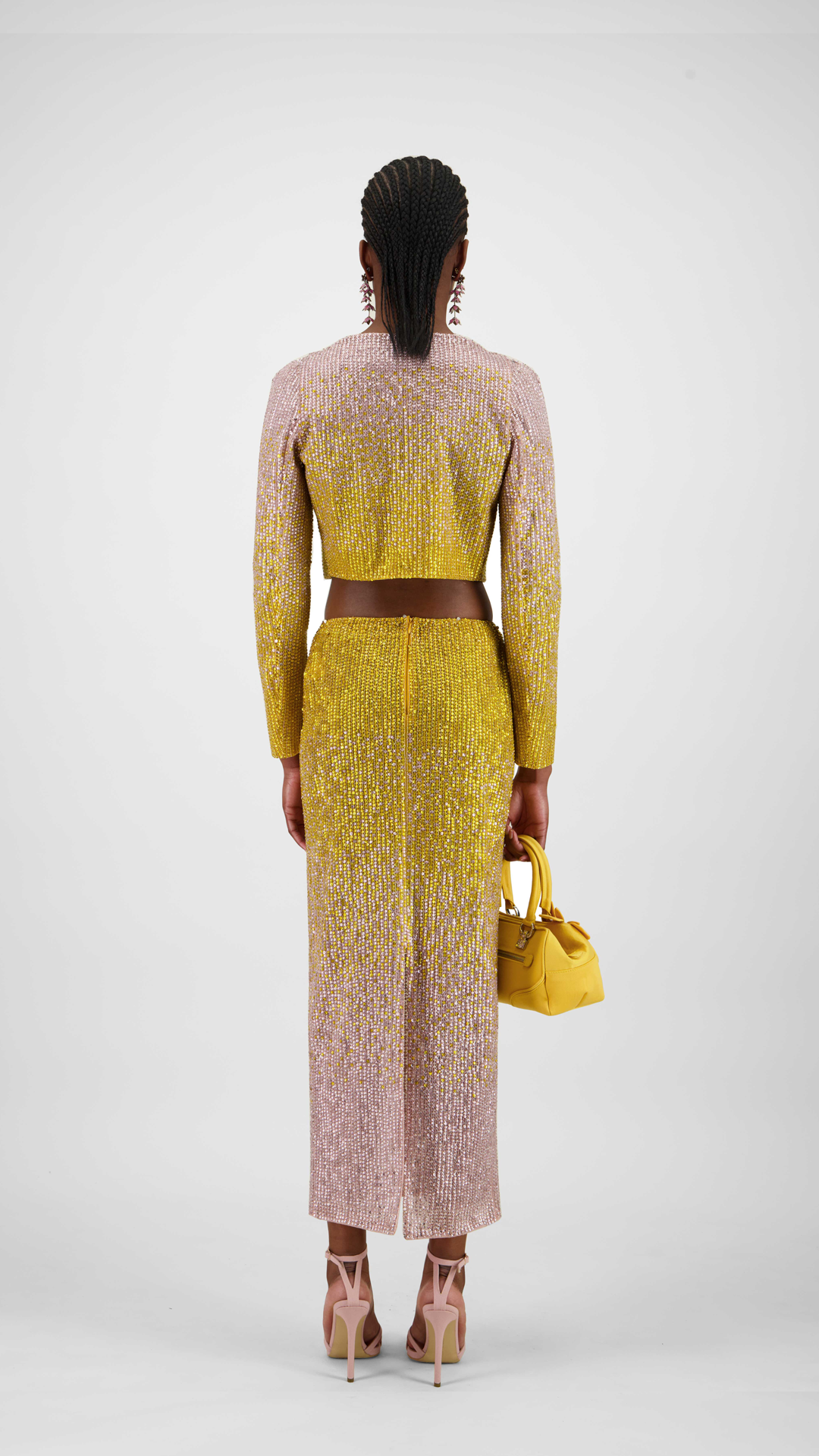 Beaded Tulle Midi Skirt