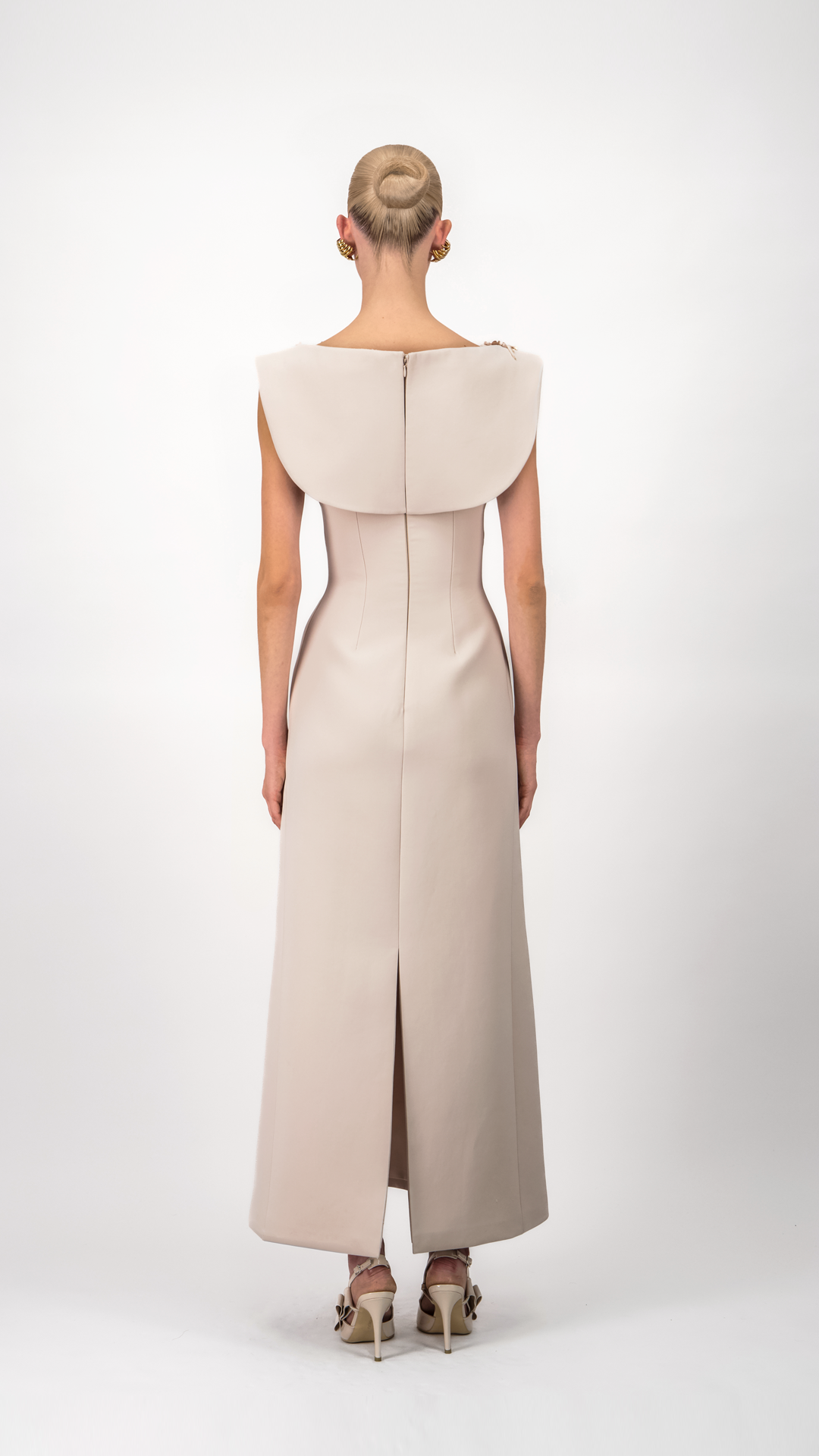 Embroidered Collar Midi Dress
