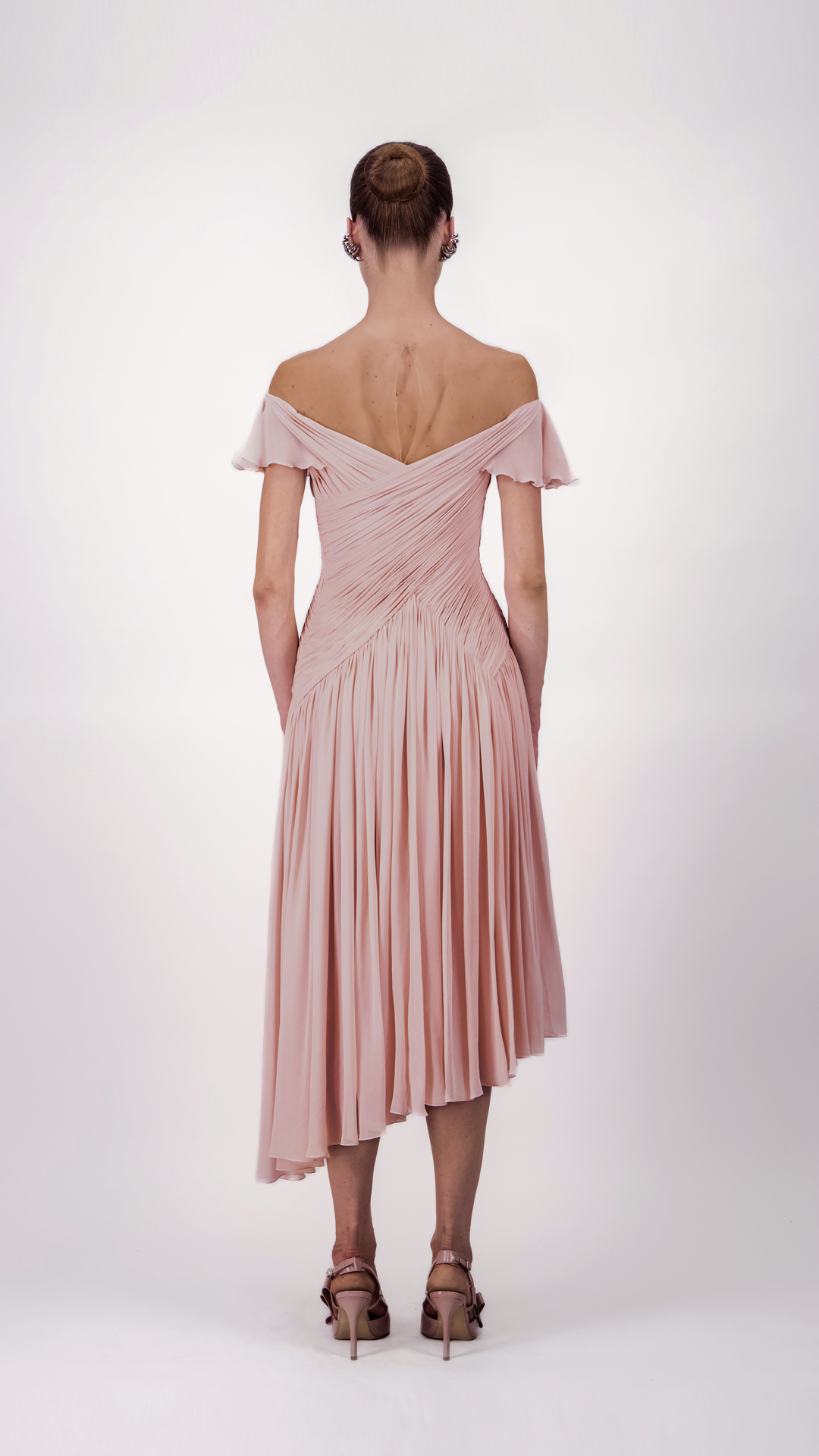 Off-Shoulder Draped Midi Dress