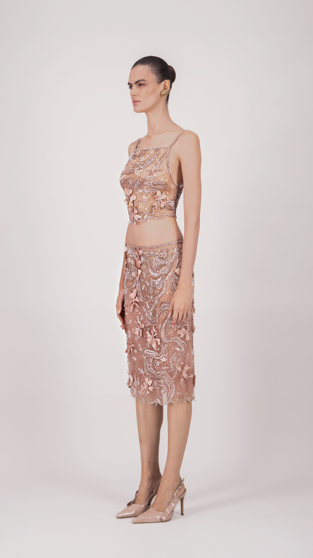 Embroidered Tulle Short Skirt
