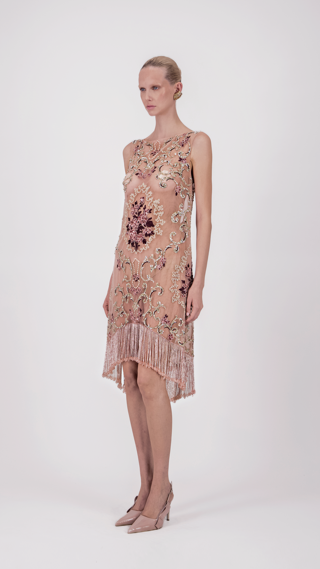 Embroidered Fringe Short Dress