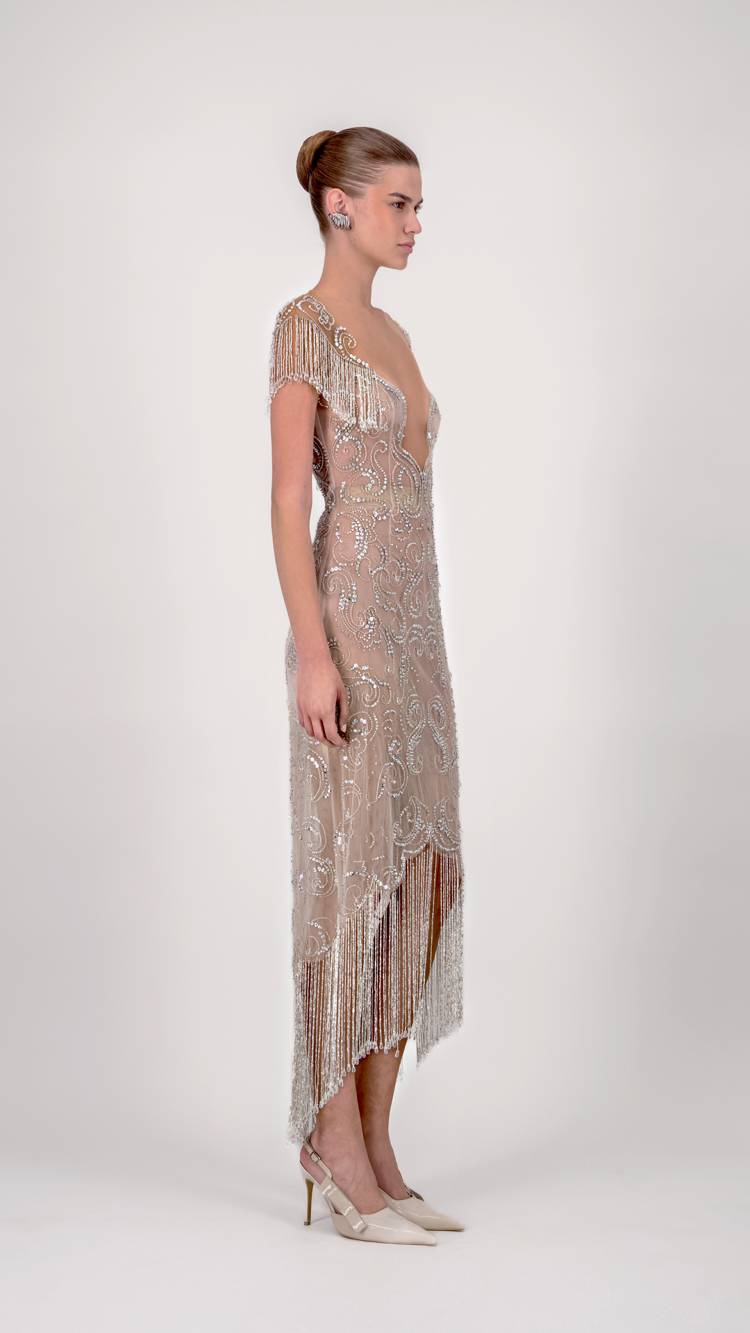 Spiral Beaded Midi Dress