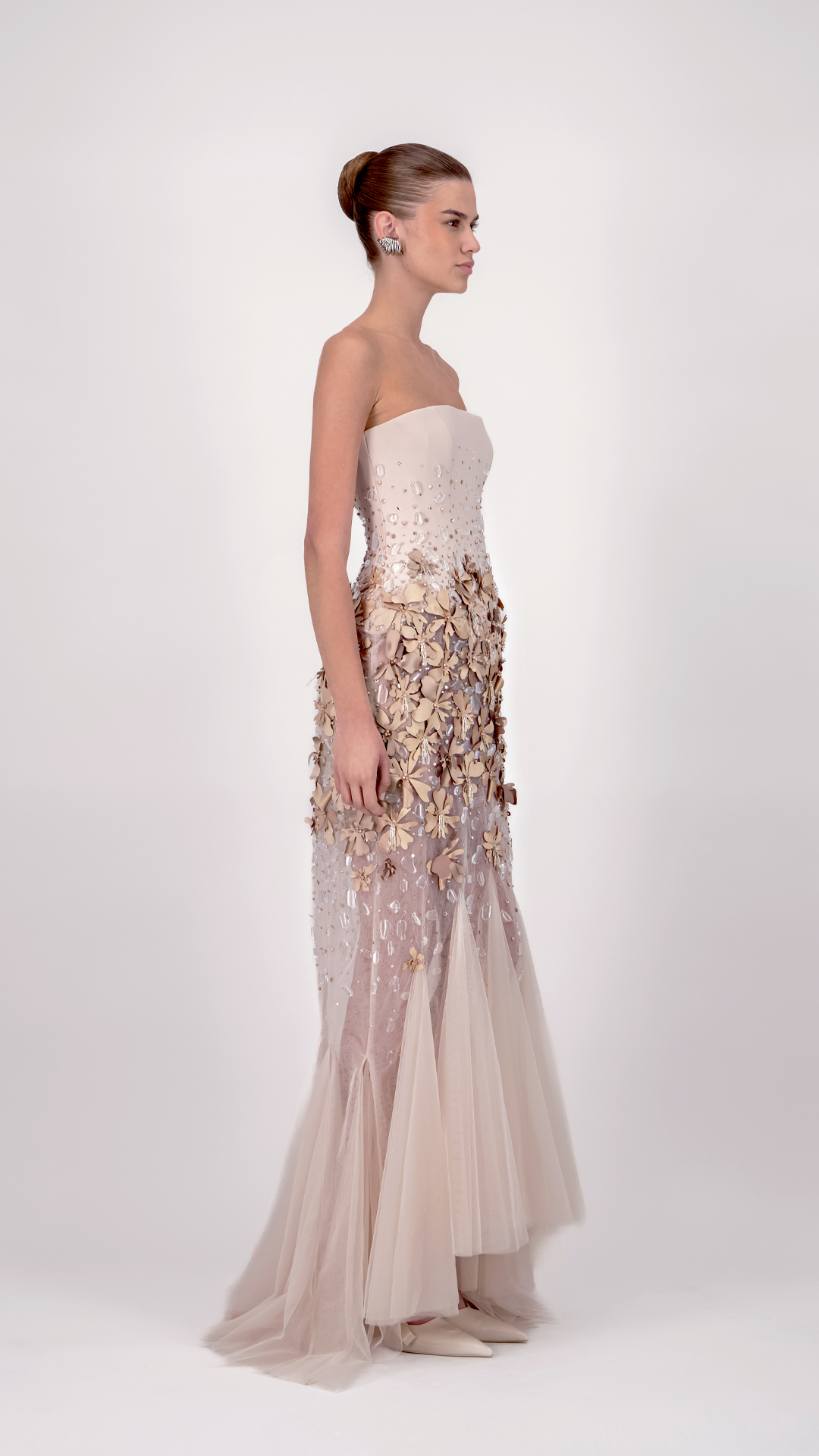 Strapless Floral Long Dress