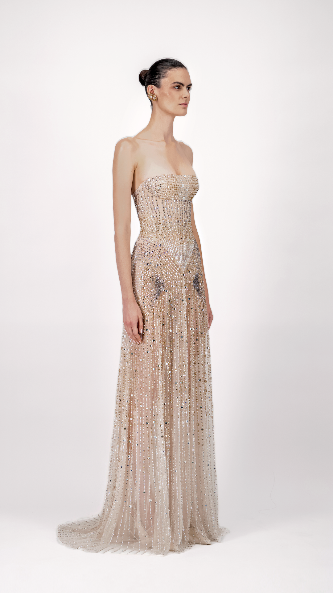 Strapless Beaded Long Dress