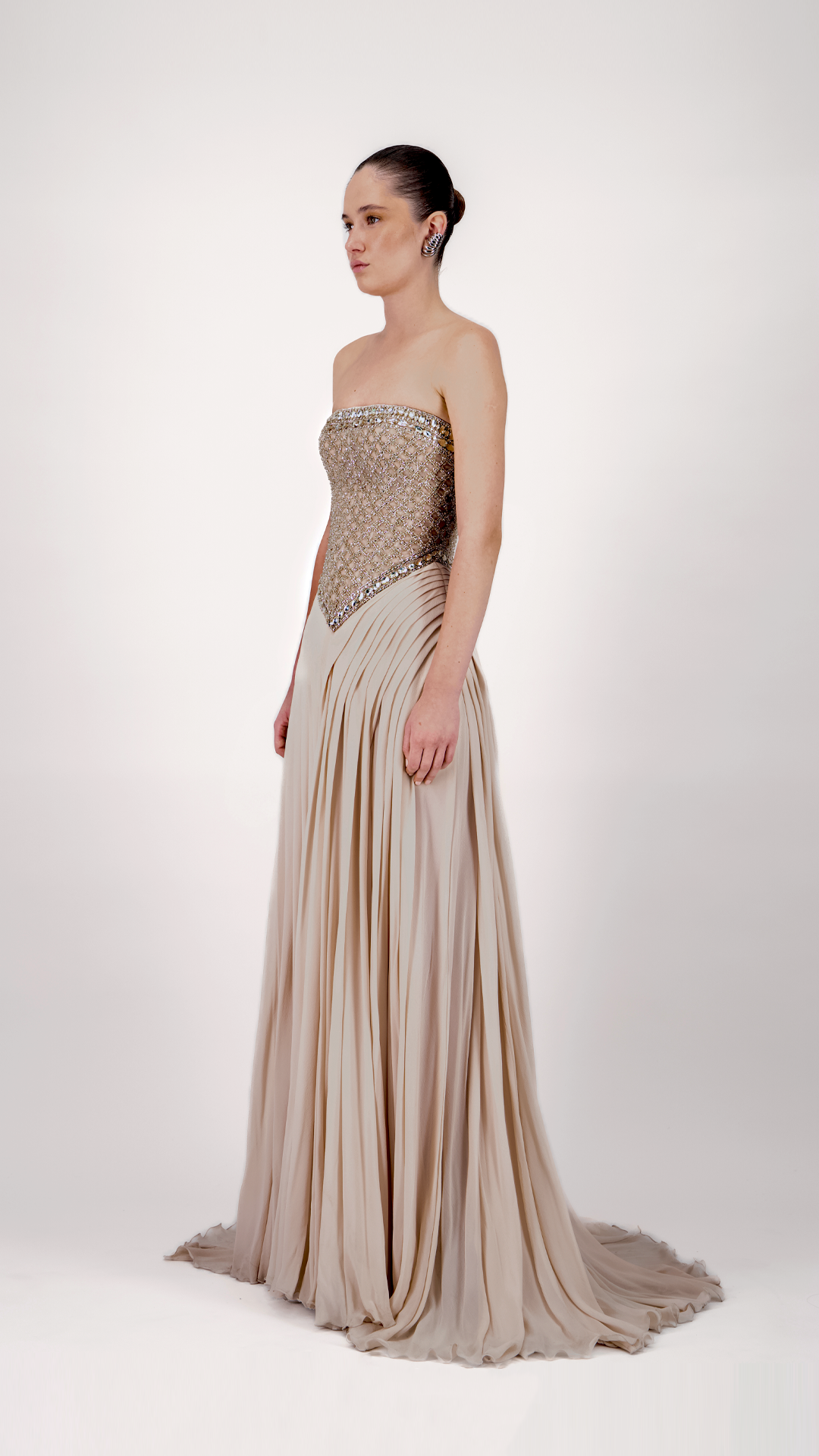 Strapless Embellished Corset Long Dress