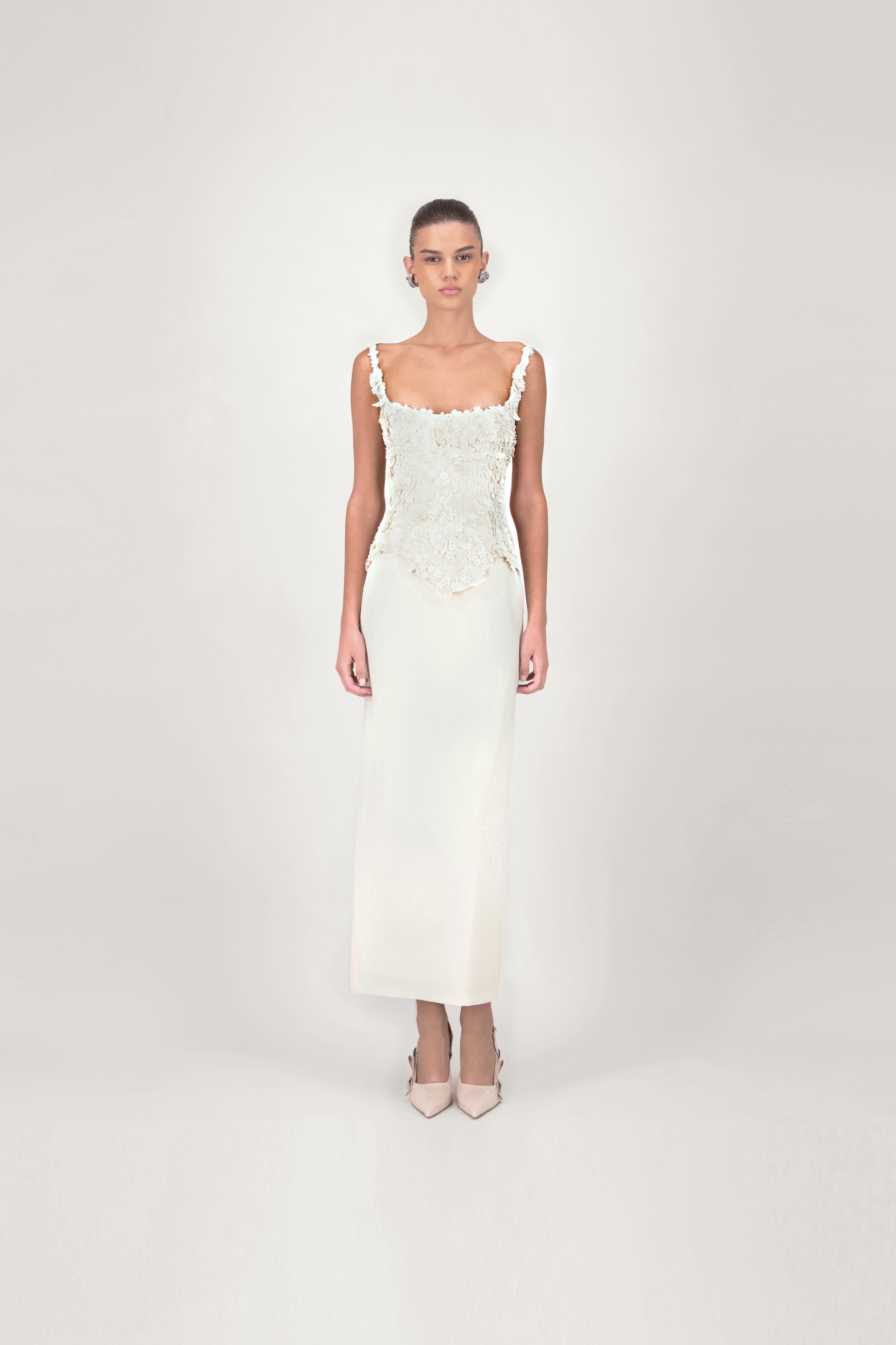 Strap Lace Corset Midi Dress – Georges Hobeika