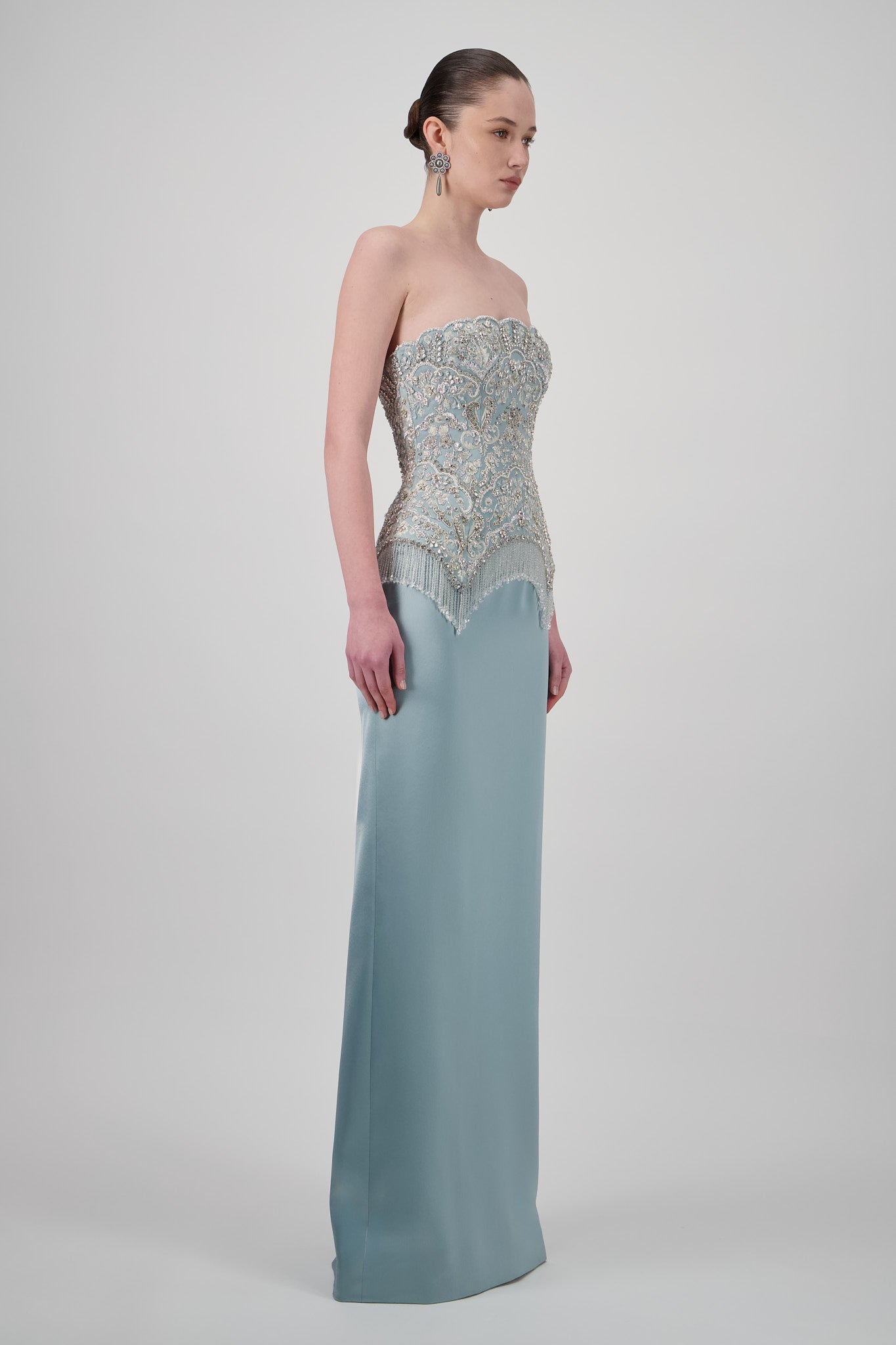 Strapless Satin Long Dress