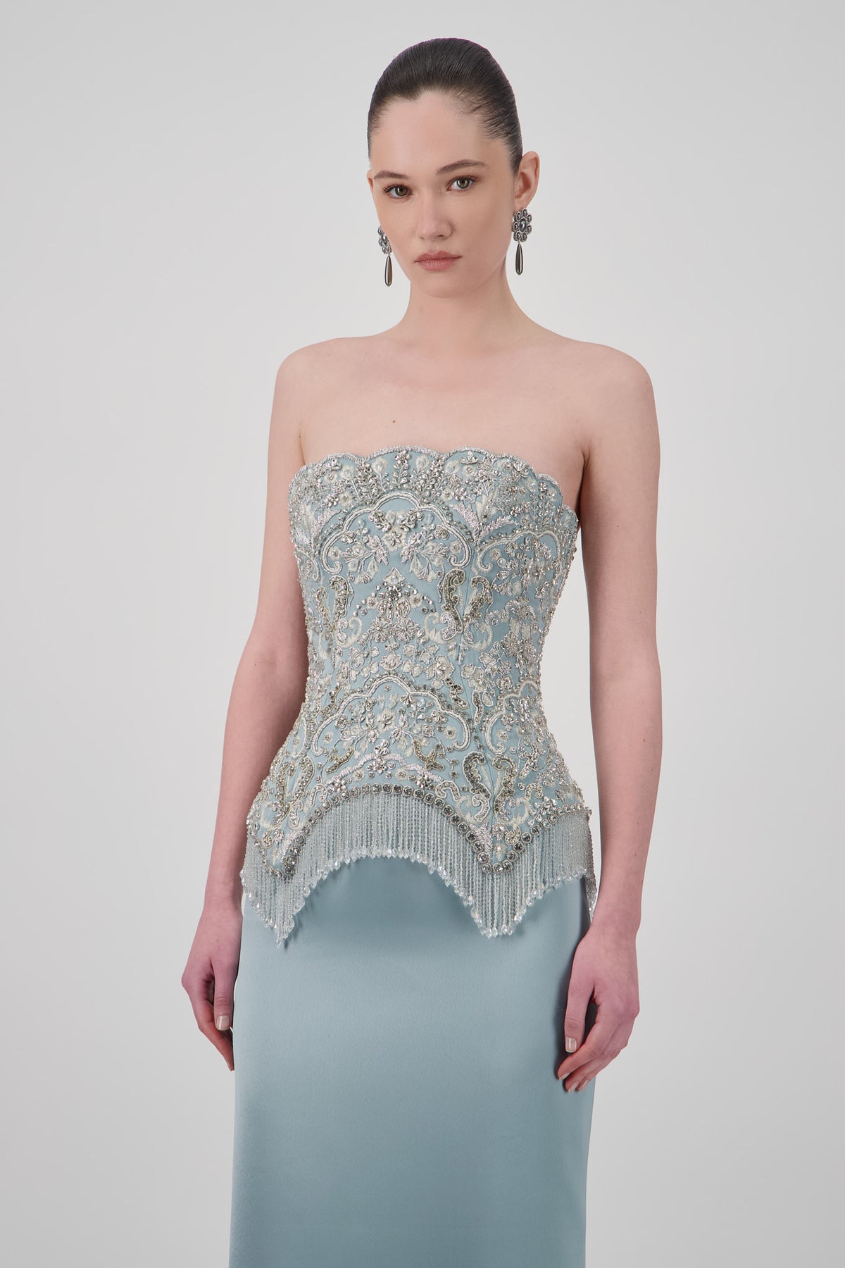Strapless Satin Long Dress