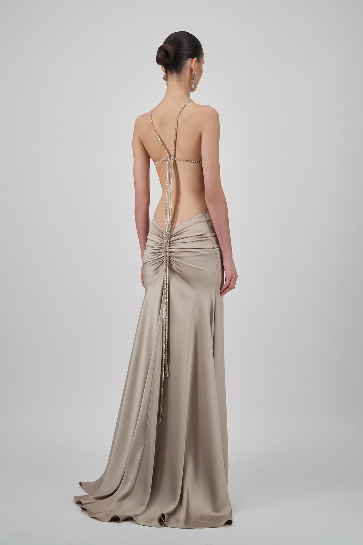Satin Embellished Long Dress