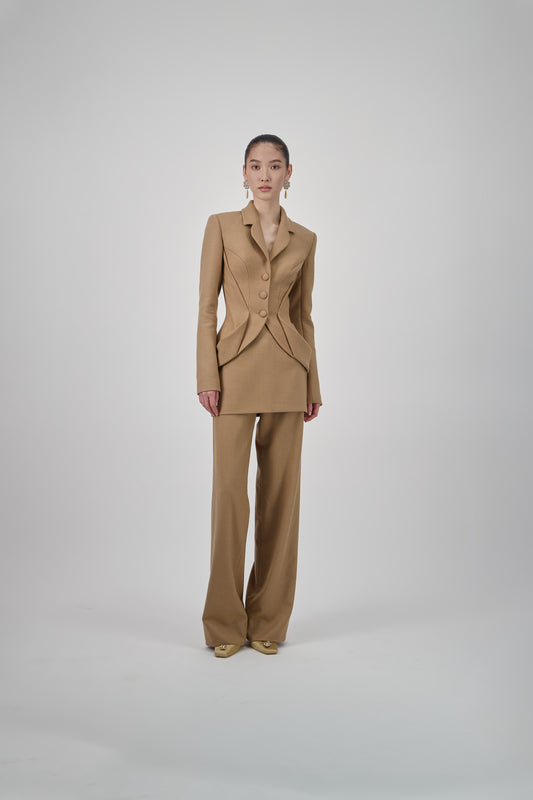 Tailored Straight-Leg Wool Pants