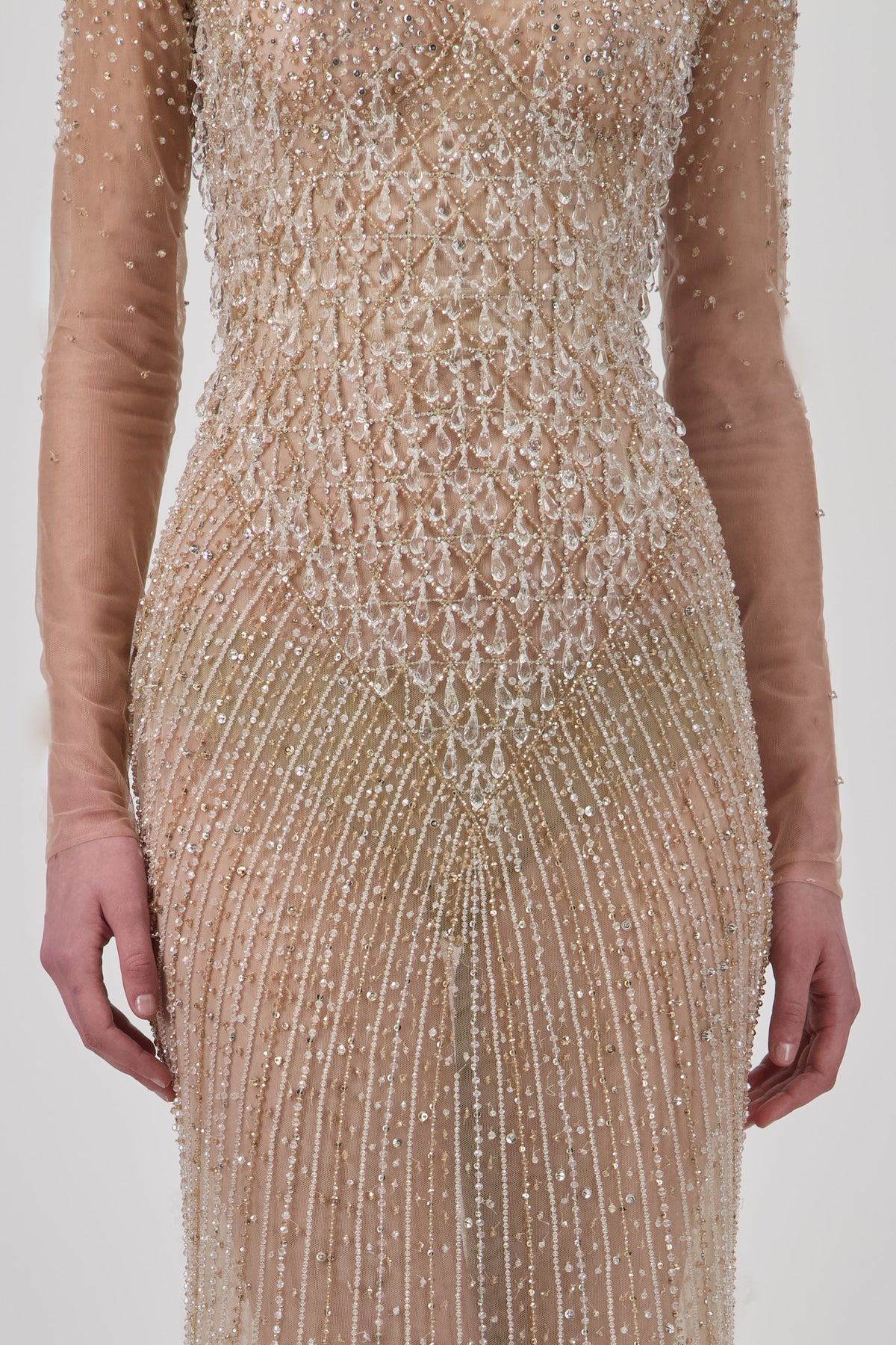Off-Shoulder Embellished Long Dress