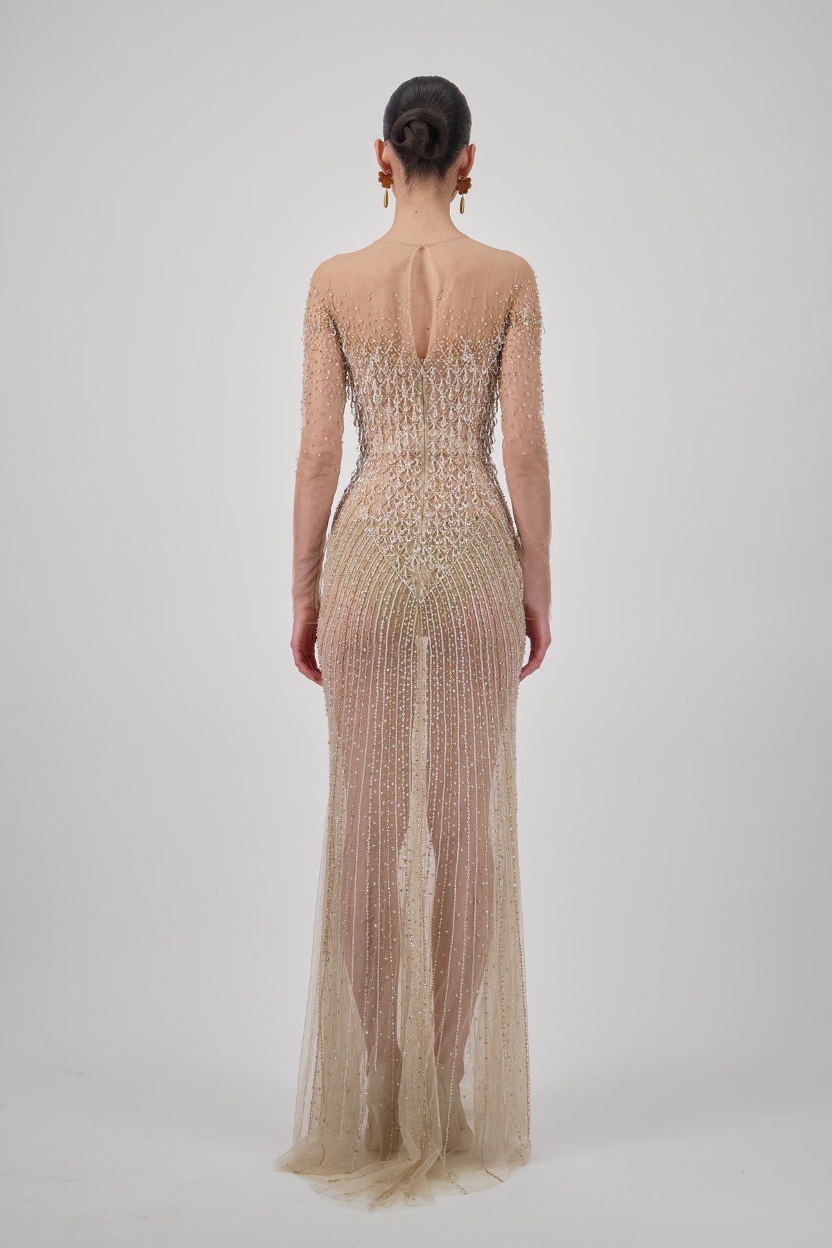 Off-Shoulder Embellished Long Dress