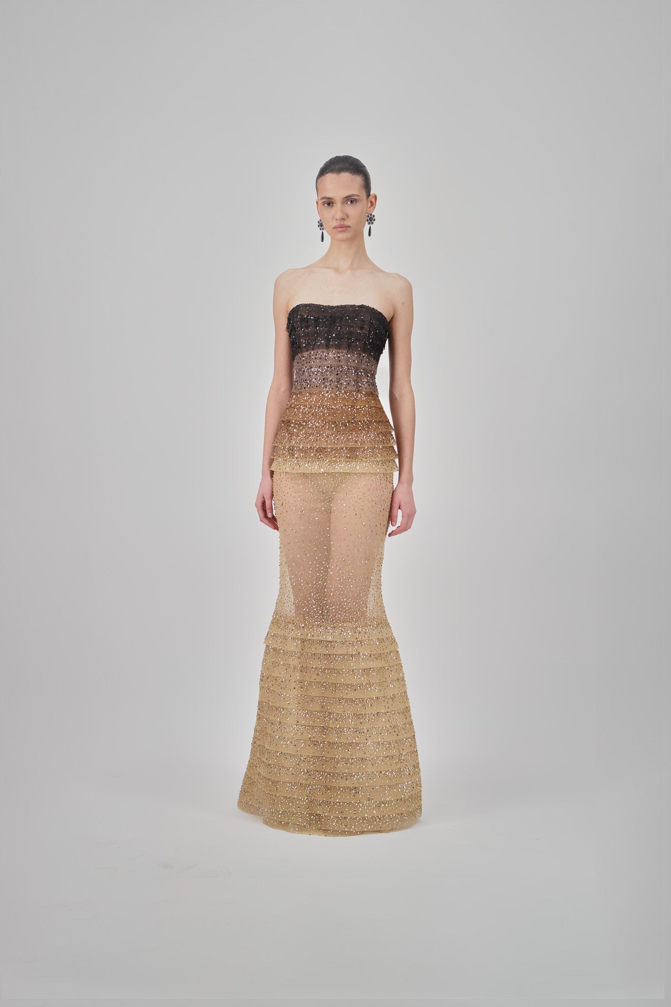 Strapless Tulle Long Dress