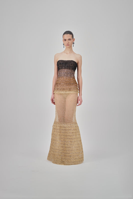 Strapless Tulle Long Dress