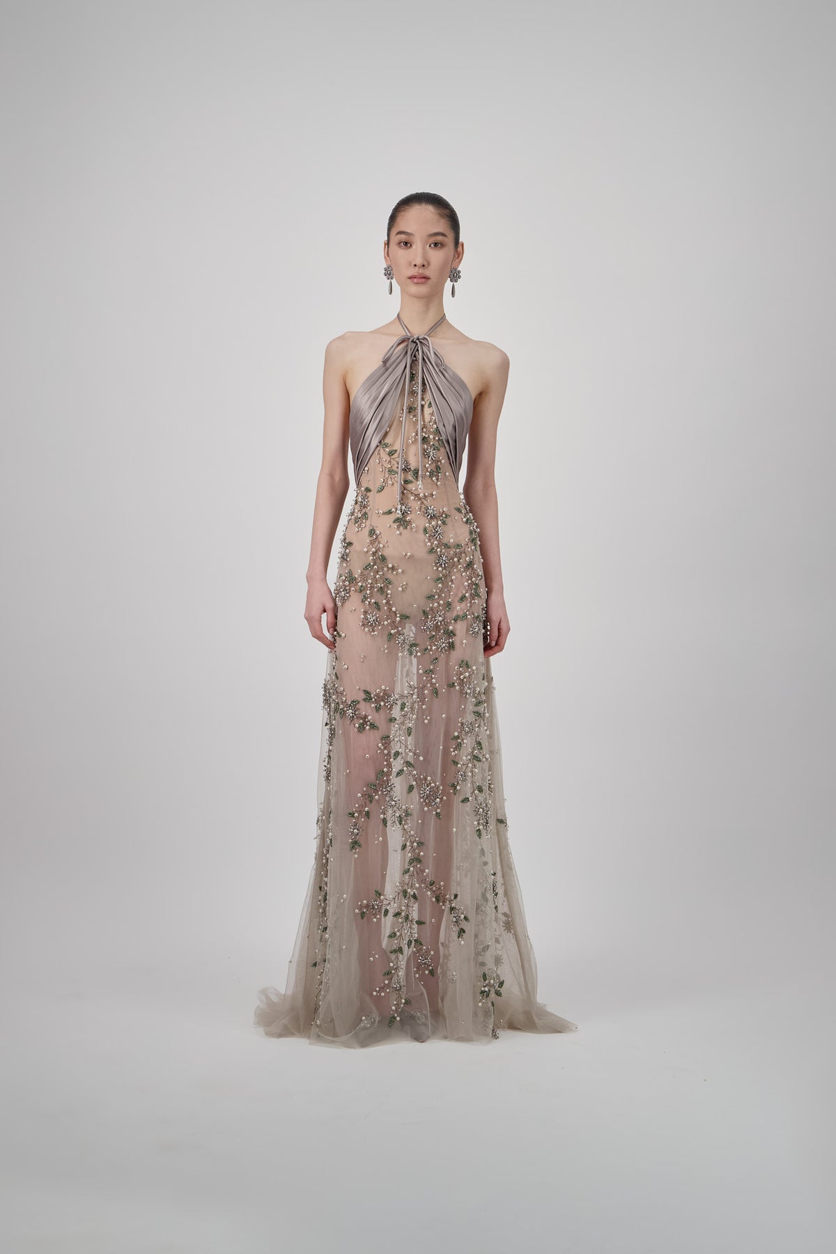 Halter Beaded Long Dress