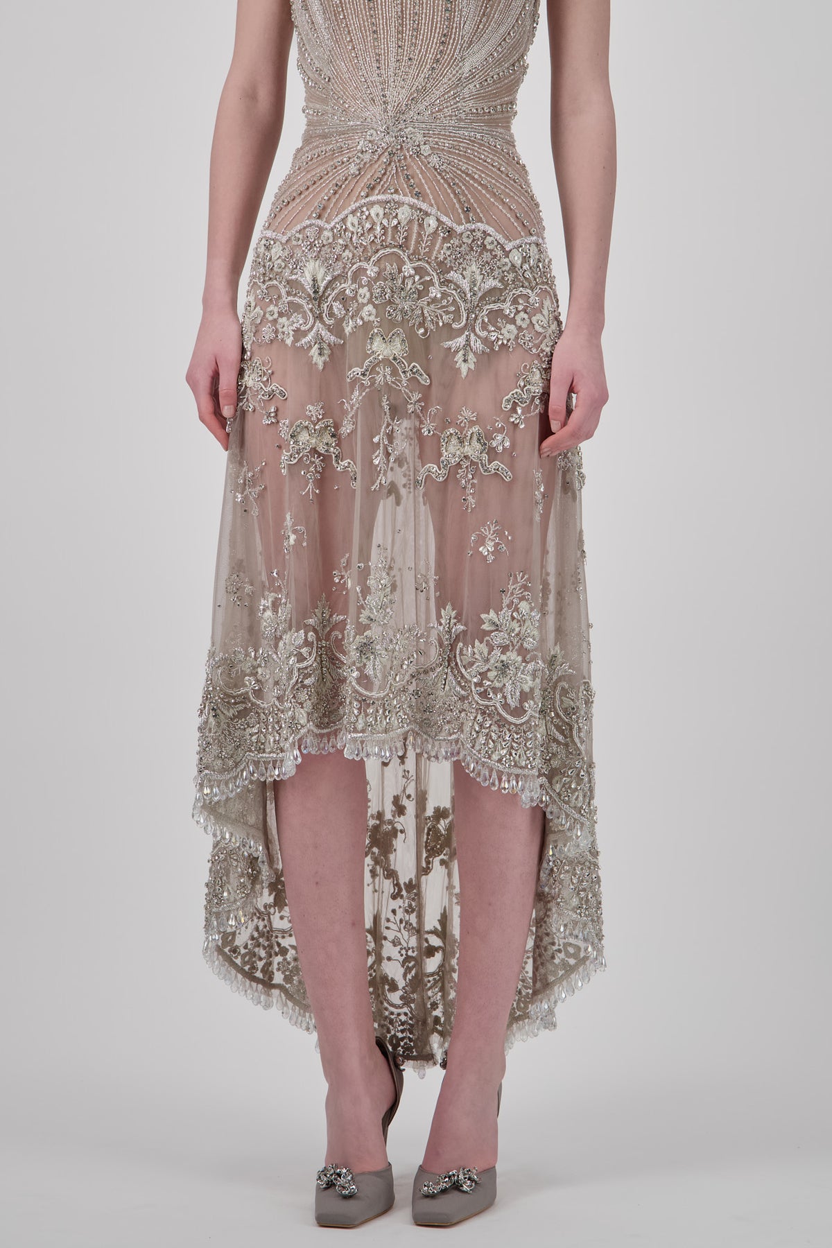 Strapless Crystal-Embellished Midi Dress