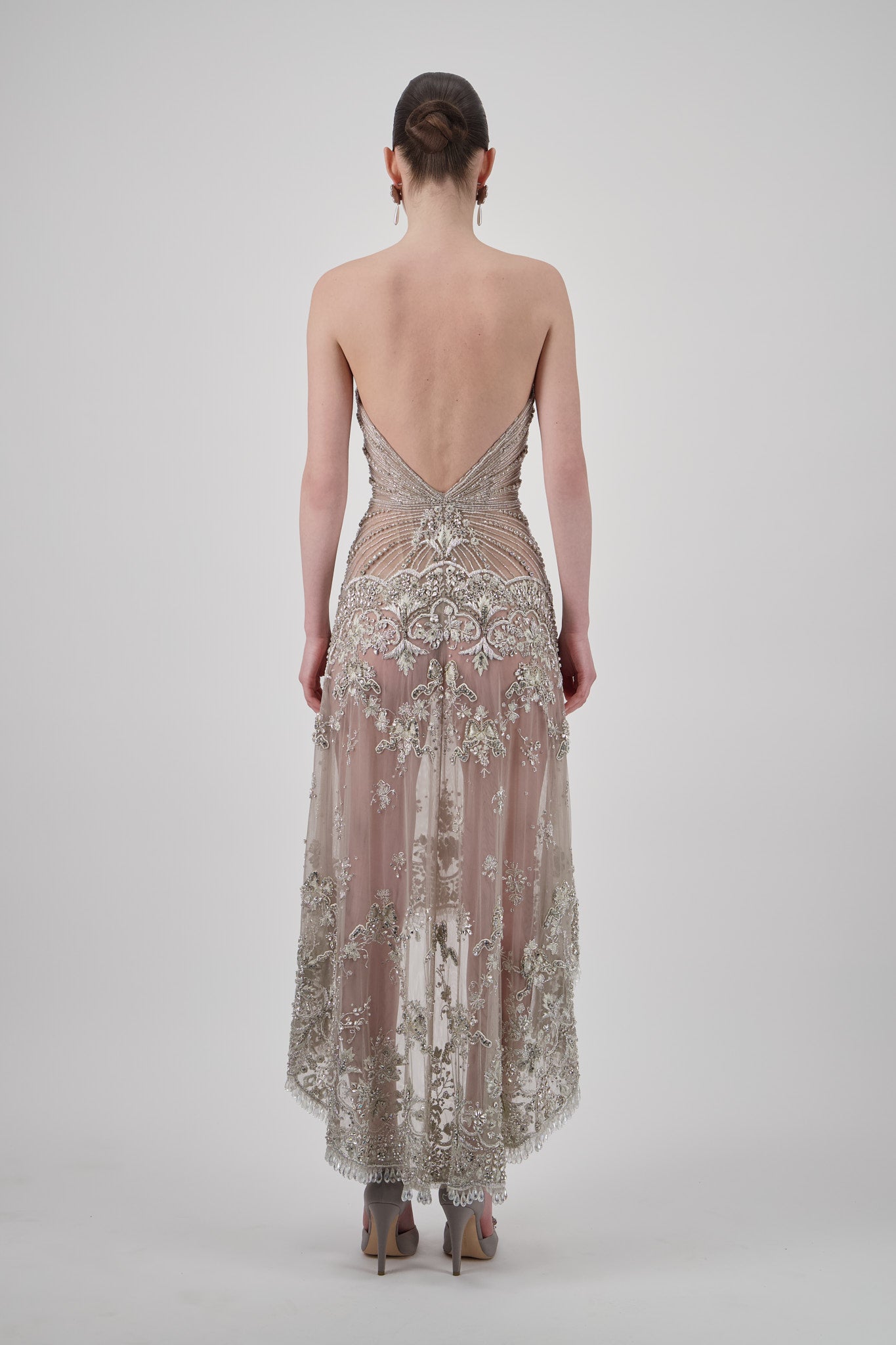 Strapless Crystal-Embellished Midi Dress