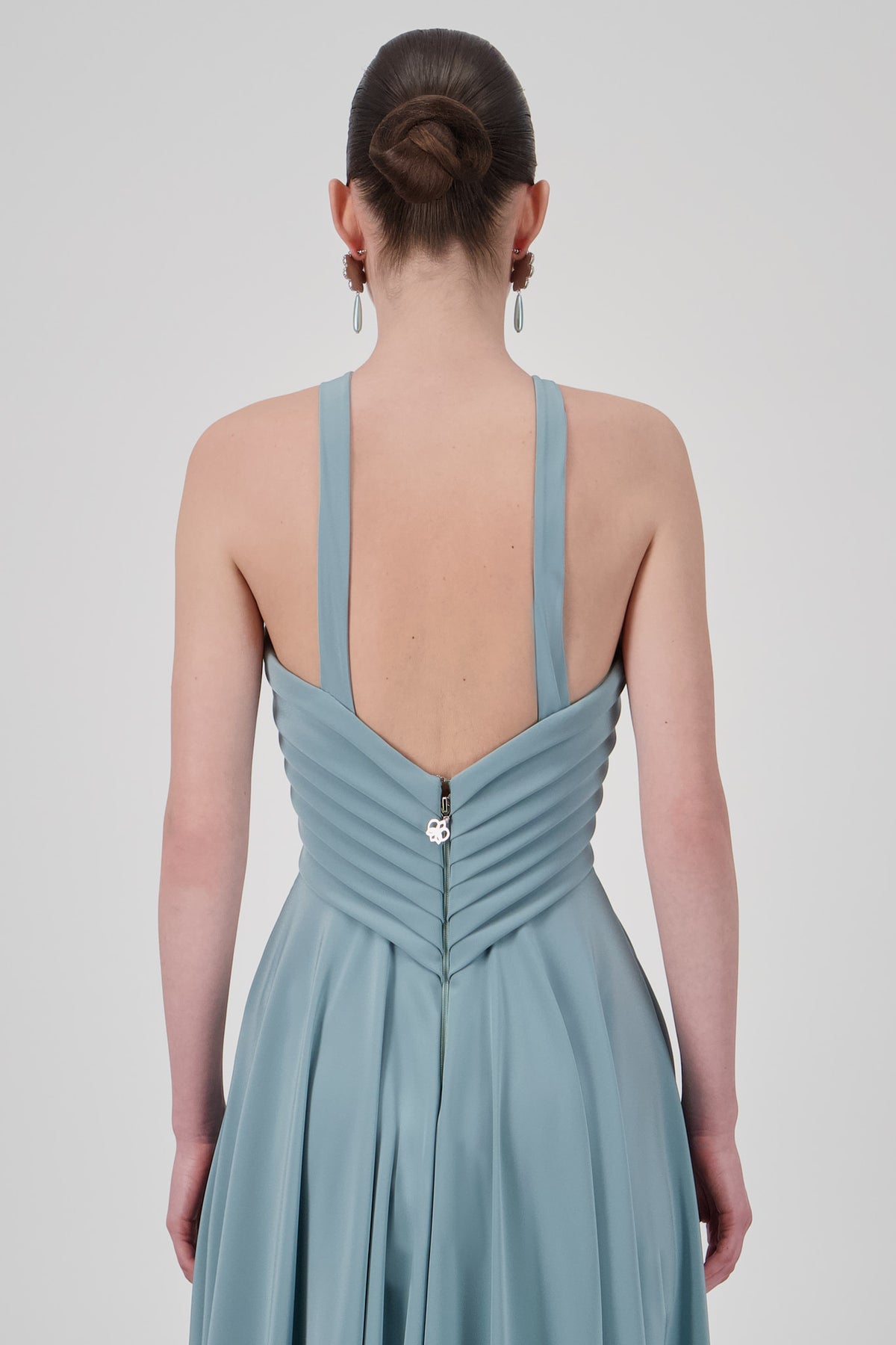Cross-Halter Embellished Midi Dress