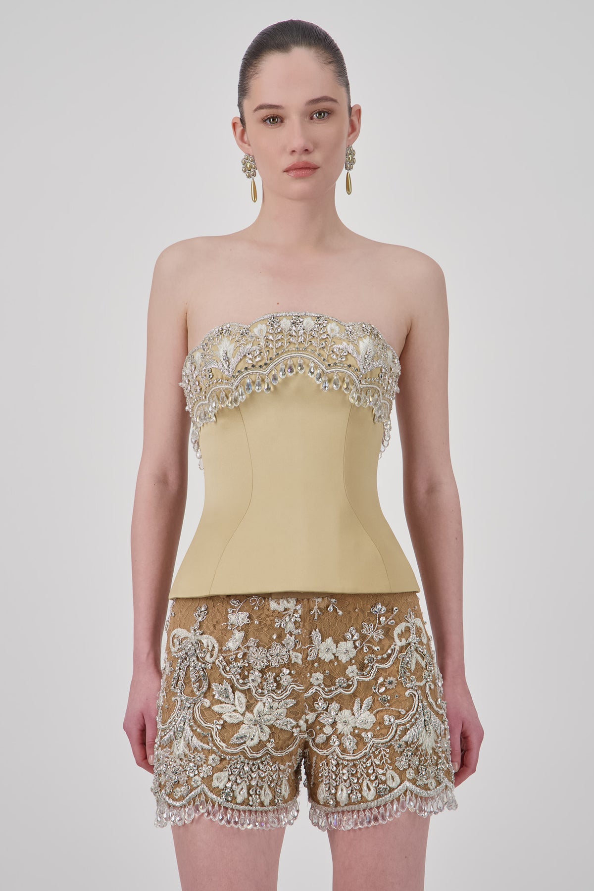 Satin Crystal-Embellished Corset
