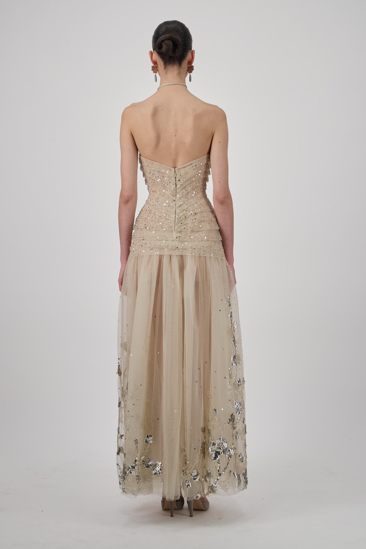 Strapless Tulle Midi Dress