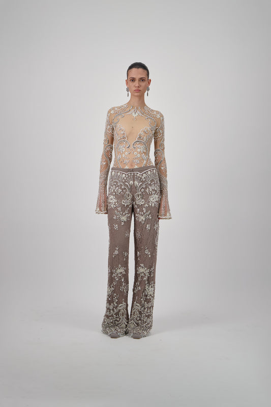 Wool Floral Pants