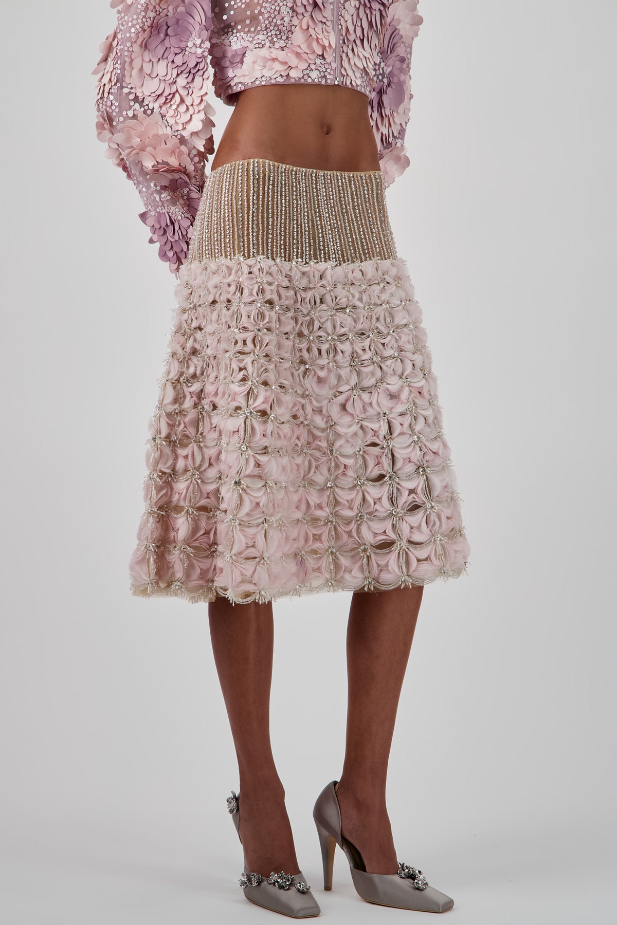 Beaded Tulle Short Skirt