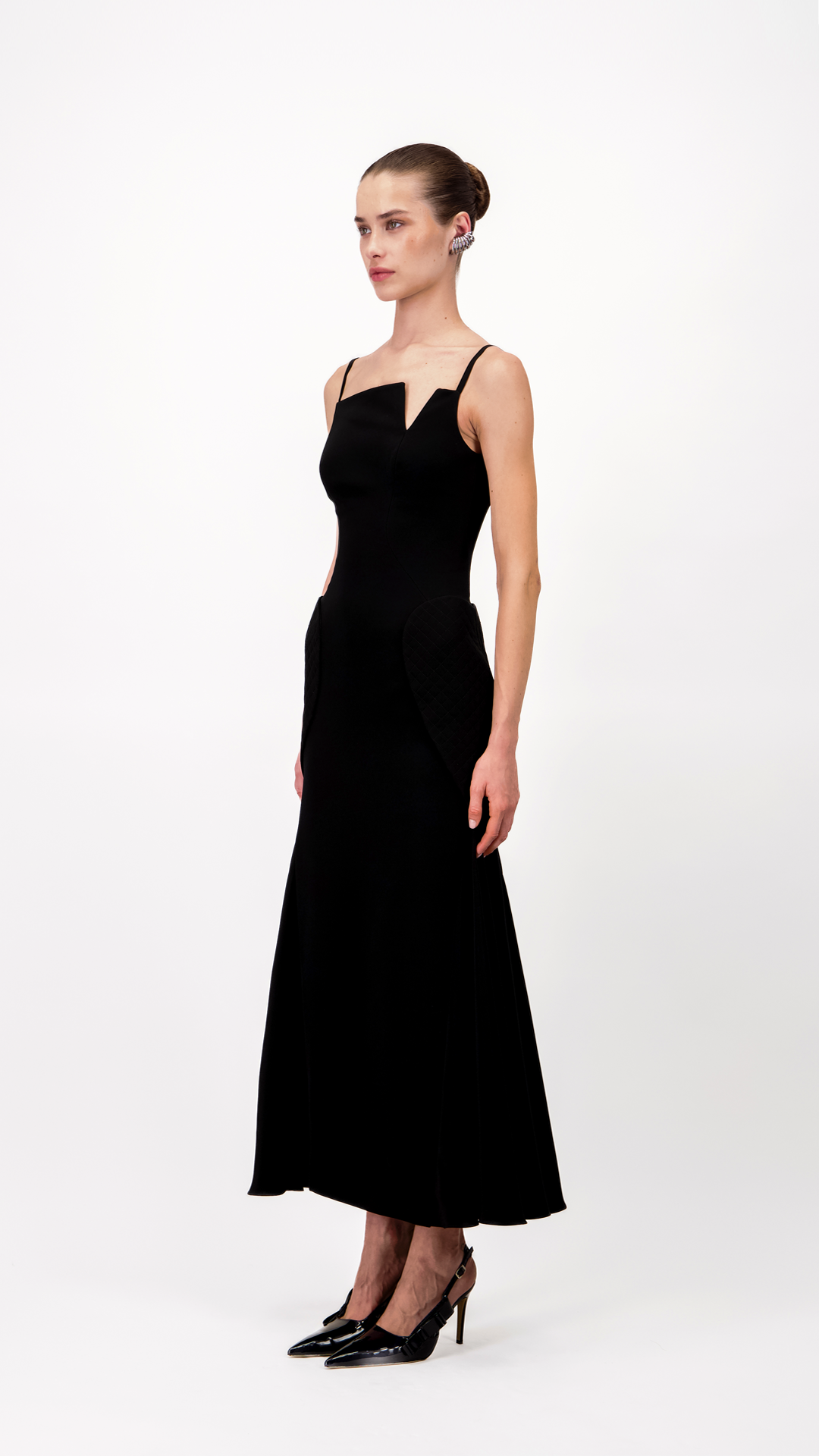Panelled Crepe Midi Dress