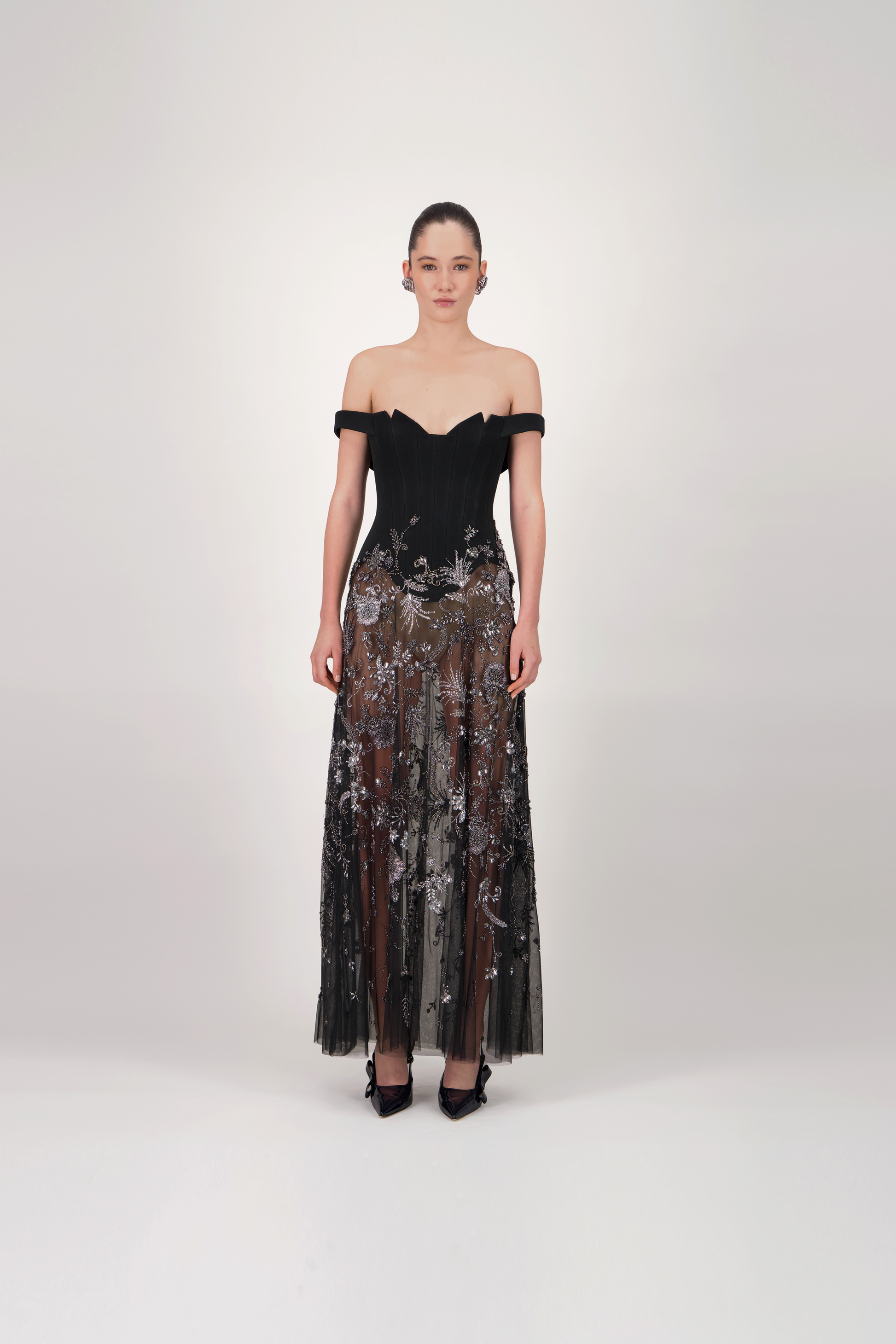Off-Shoulder Embroidered Midi Dress Georges Hobeika Off-Shoulder Embroidered Midi Dress Georges Hobeika