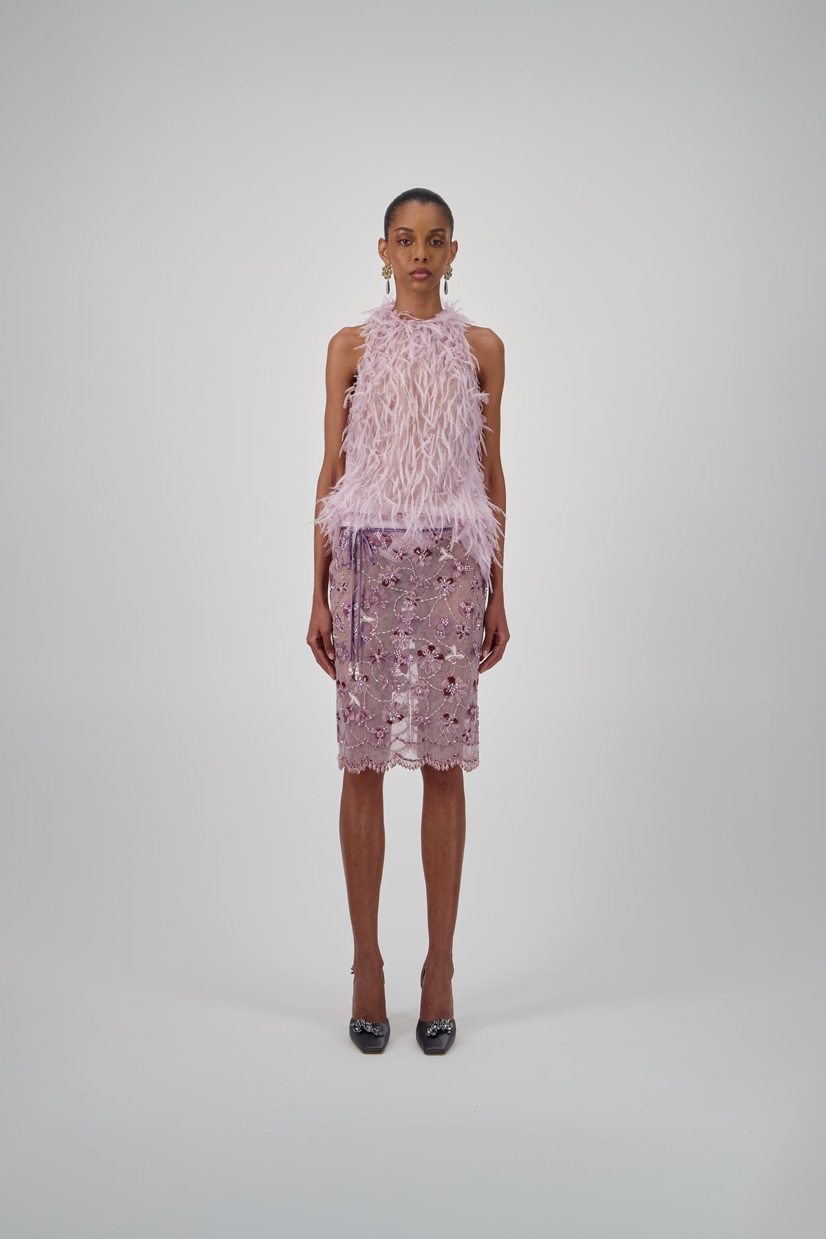 Feather Tulle Top