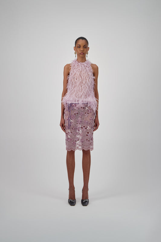 Feather Tulle Top