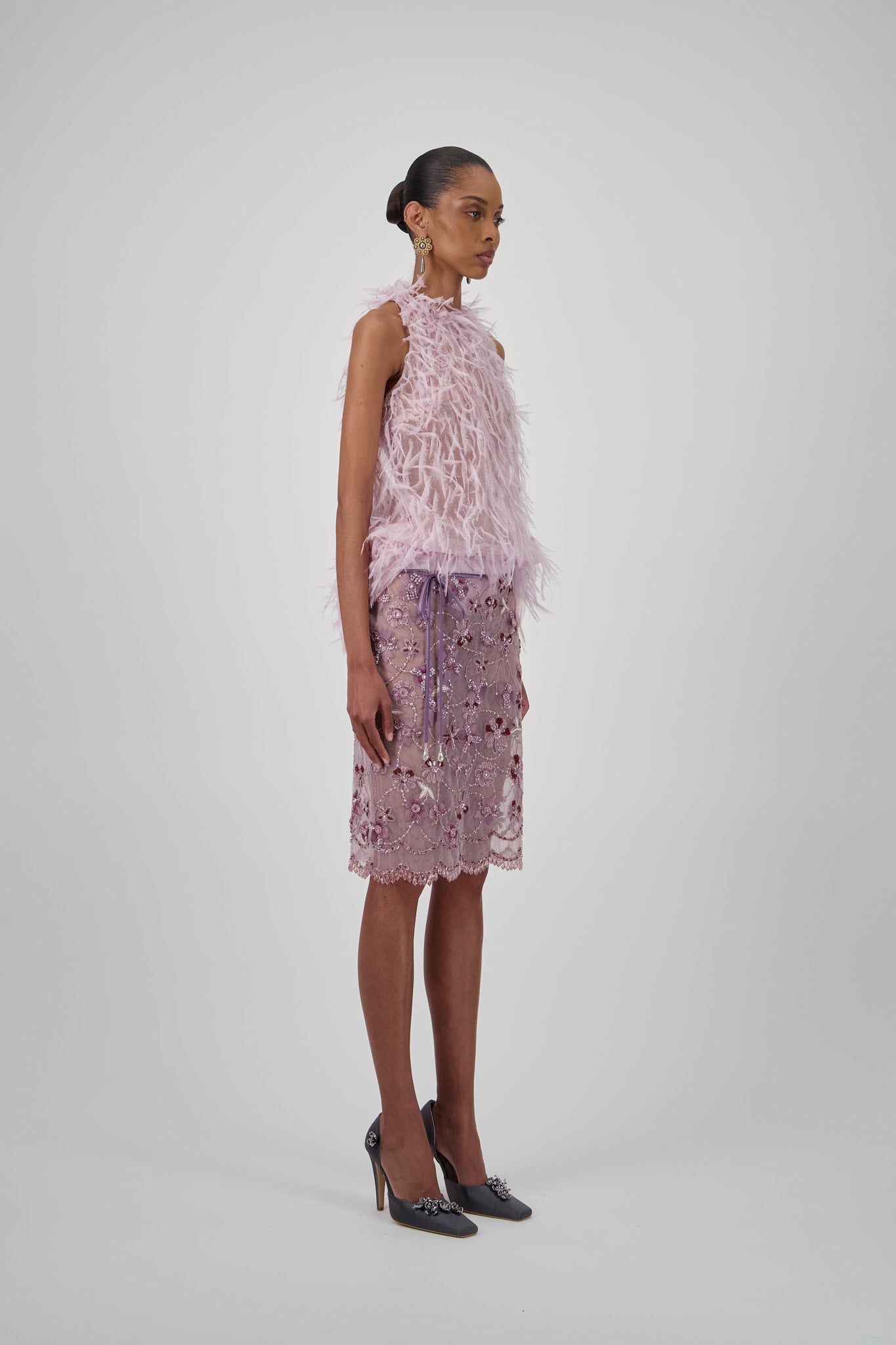 Feather Tulle Top