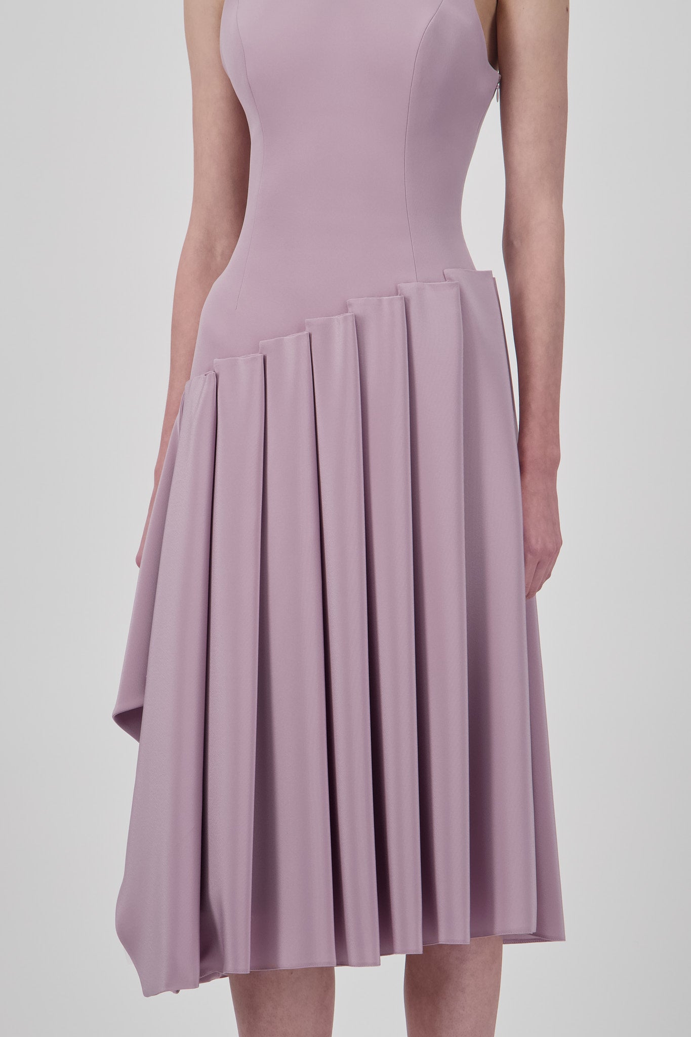 Asymmetrical  Pleated Midi Dress