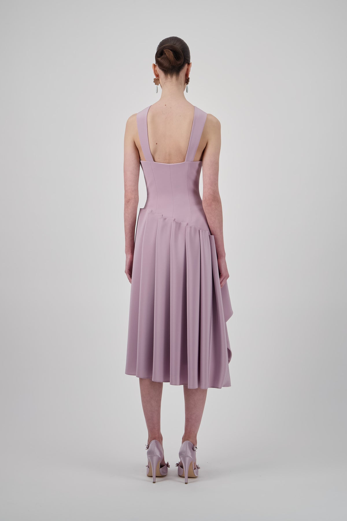 Asymmetrical  Pleated Midi Dress