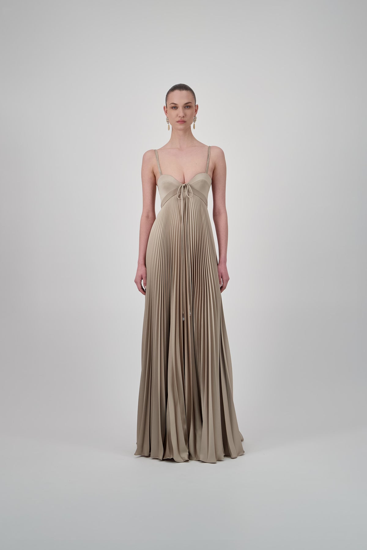 Satin Pleated Long Dress