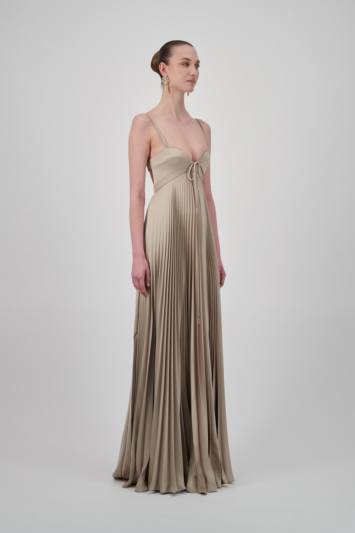 Satin Pleated Long Dress
